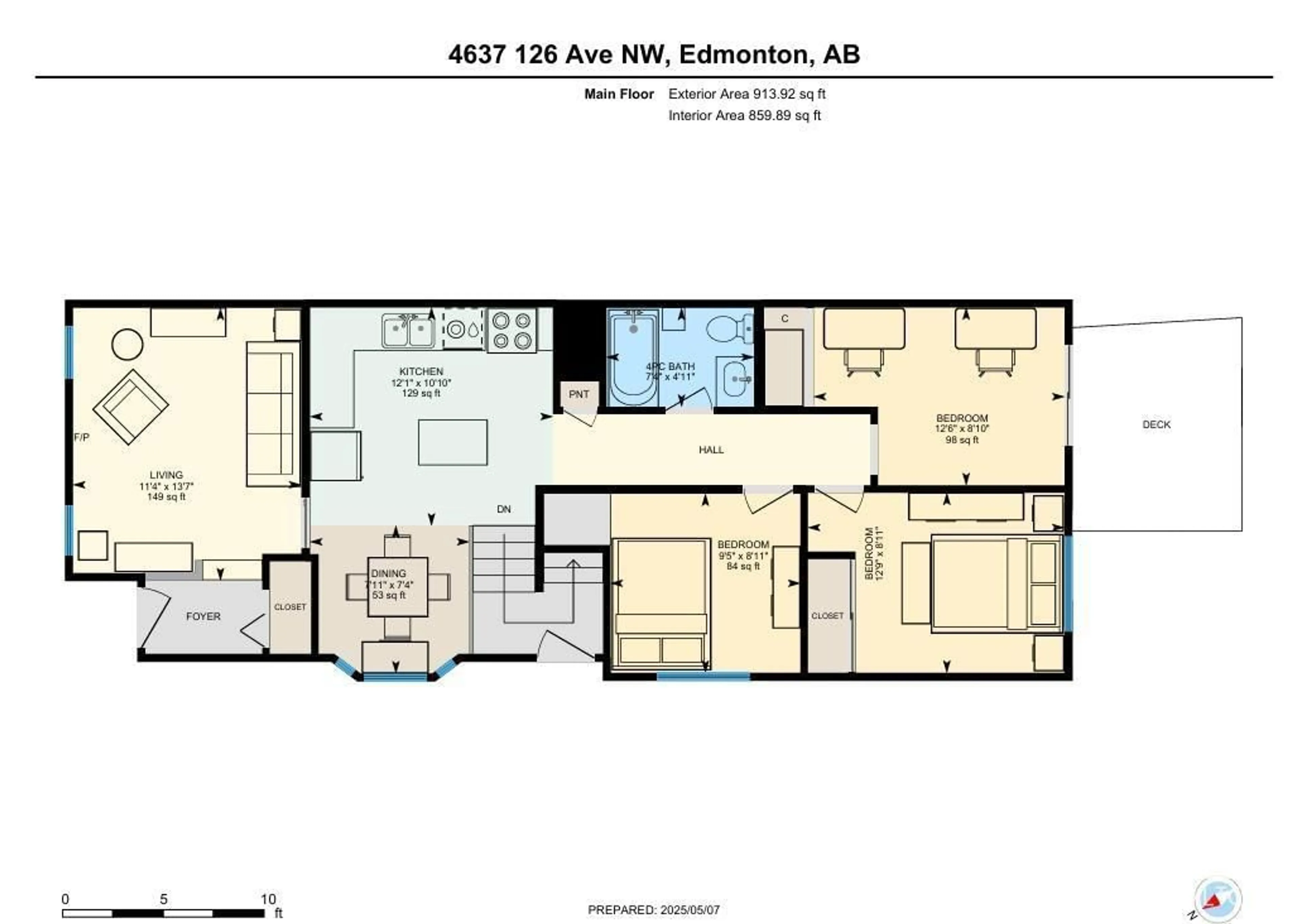 Floor plan for 4637 126 AV, Edmonton Alberta T5A4L1