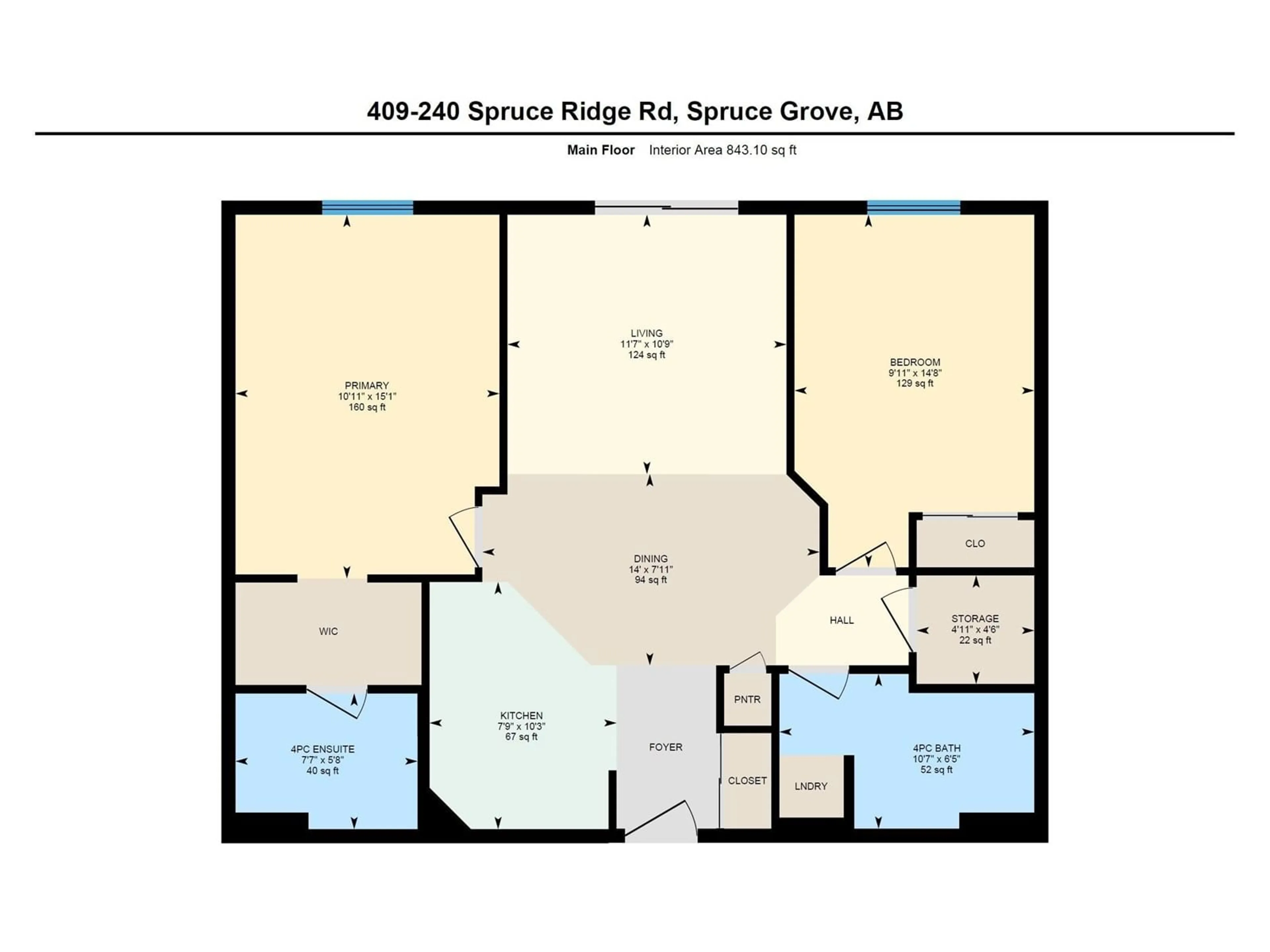 Floor plan for #409 - 240 SPRUCE RIDGE RD, Spruce Grove Alberta T7X0G5