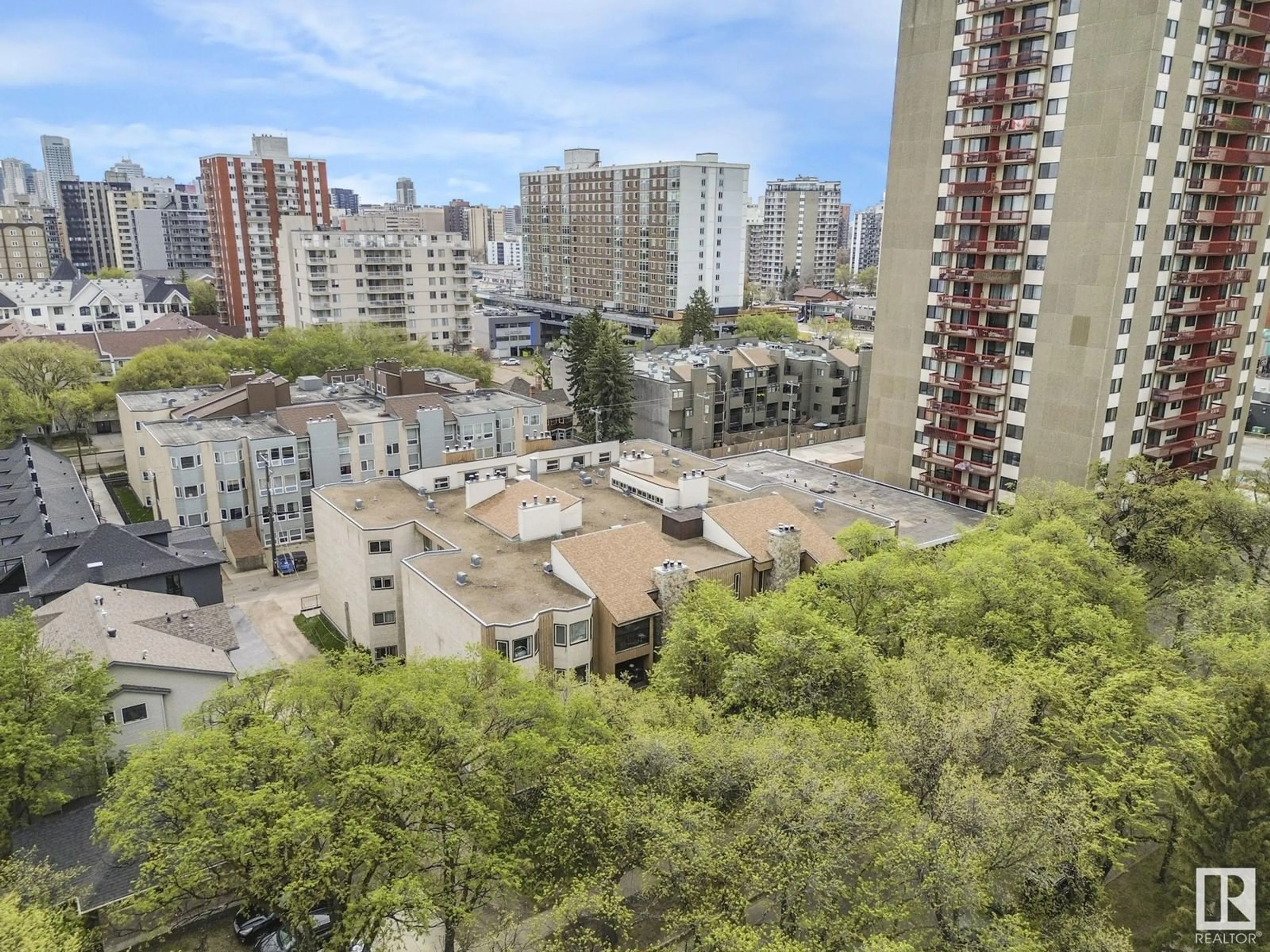 A pic from outside/outdoor area/front of a property/back of a property/a pic from drone, city buildings view from balcony for 202 - 10171 119 ST, Edmonton Alberta T5K1Z1