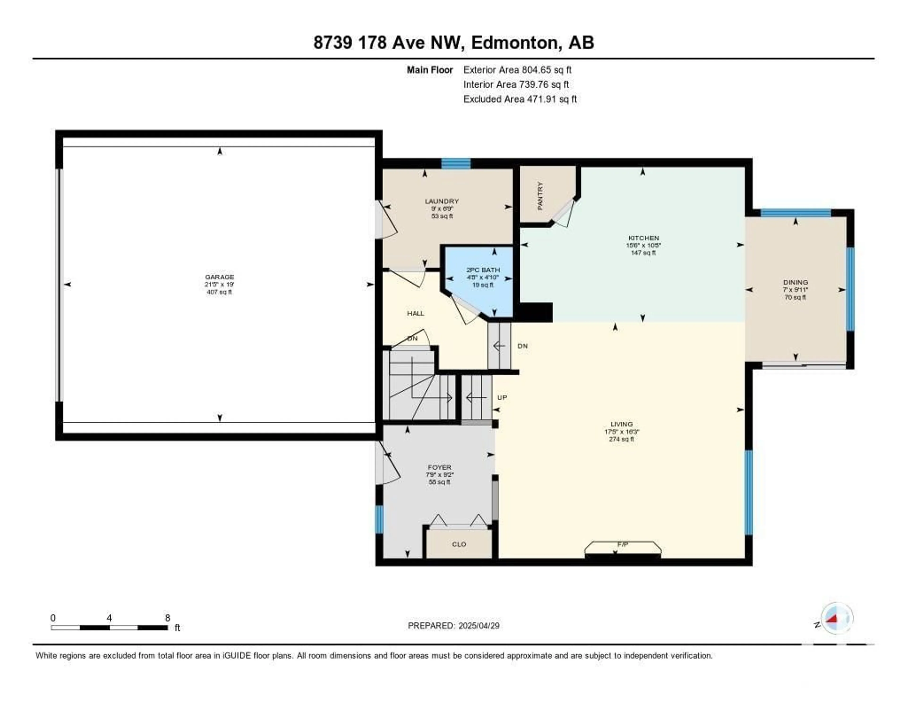 Floor plan for NW - 8739 178 AV, Edmonton Alberta T5Z0B8