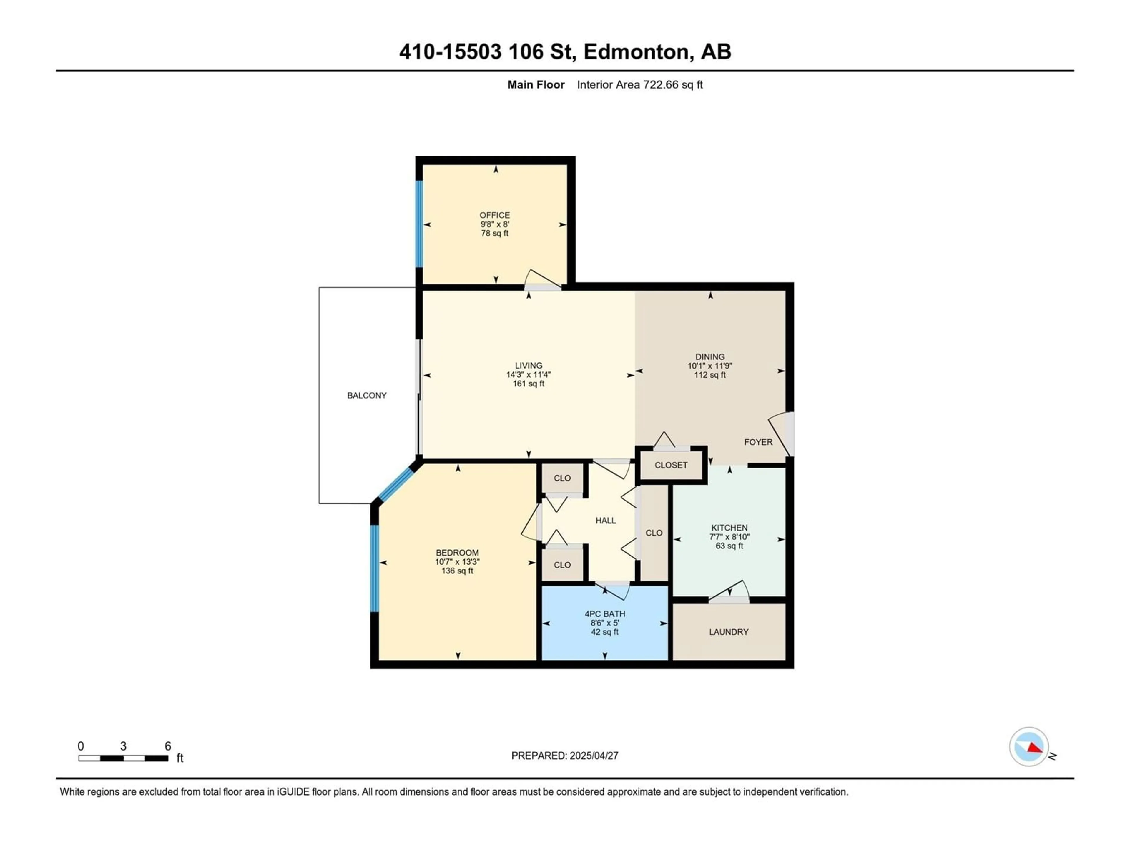Floor plan for #410 - 15503 106 ST, Edmonton Alberta T5X5W7