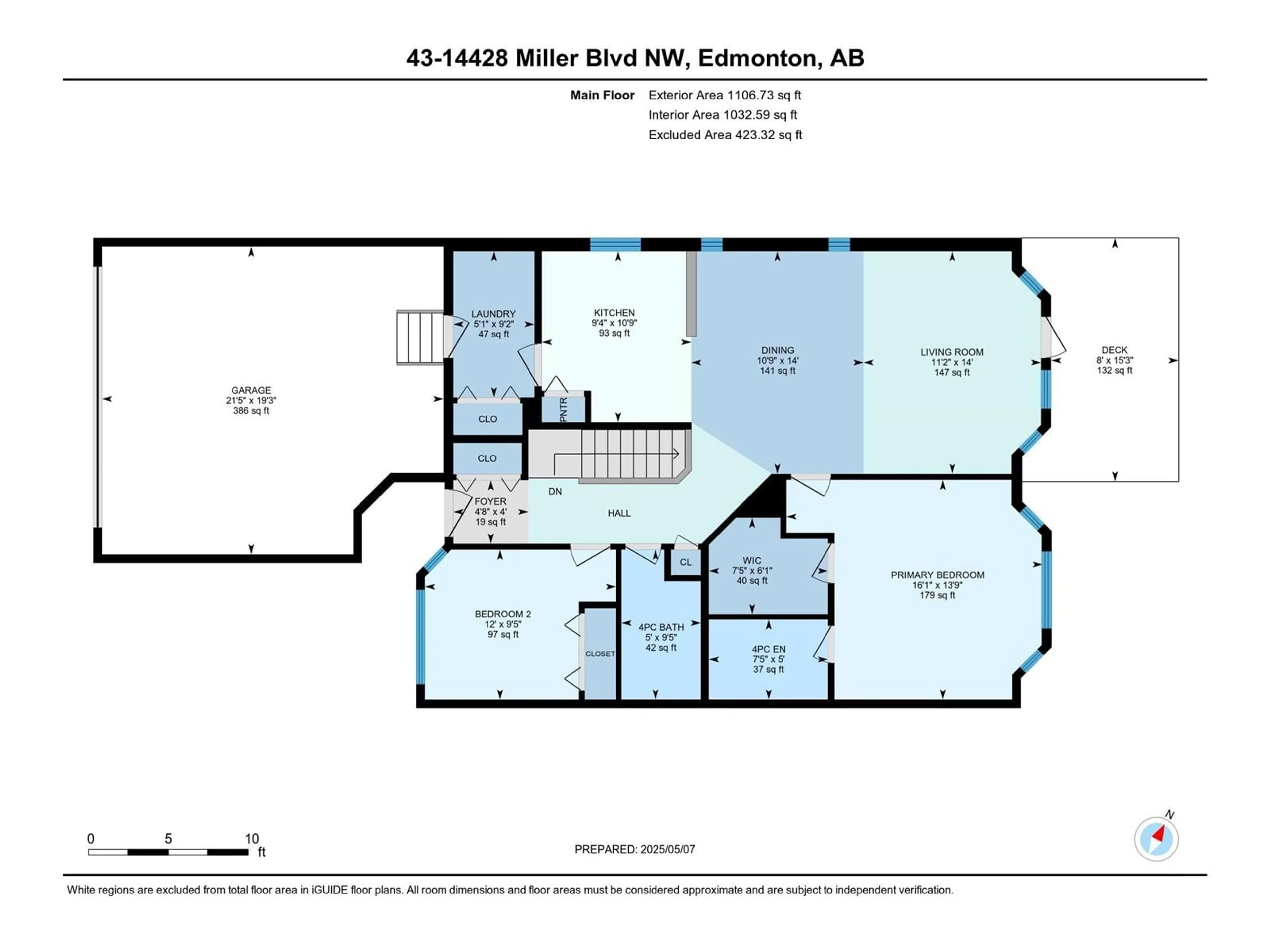Floor plan for 43 14428 MILLER BV NW, Edmonton Alberta T5Y2Y6