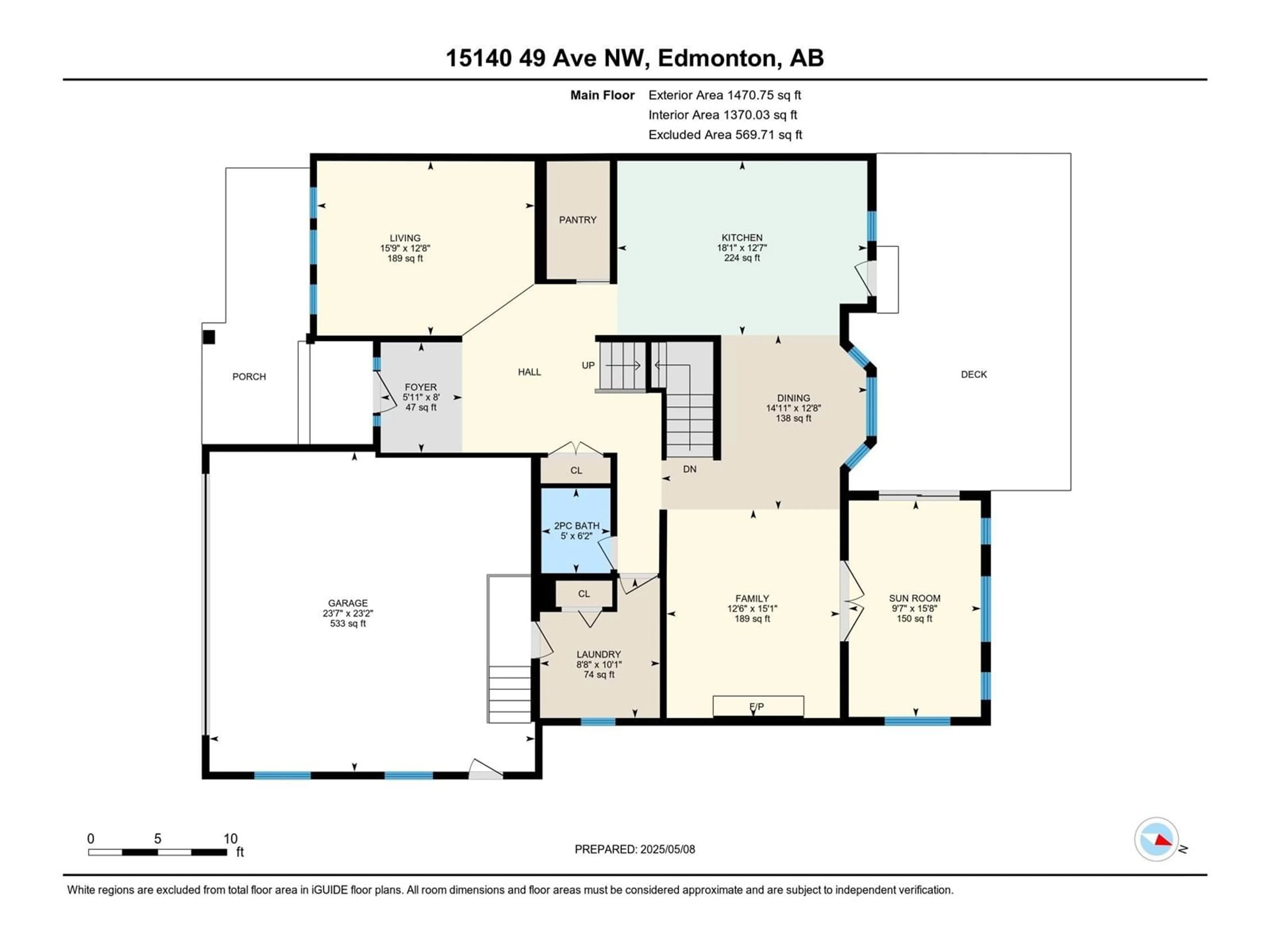 Floor plan for 15140 49 AV, Edmonton Alberta T6H5M8