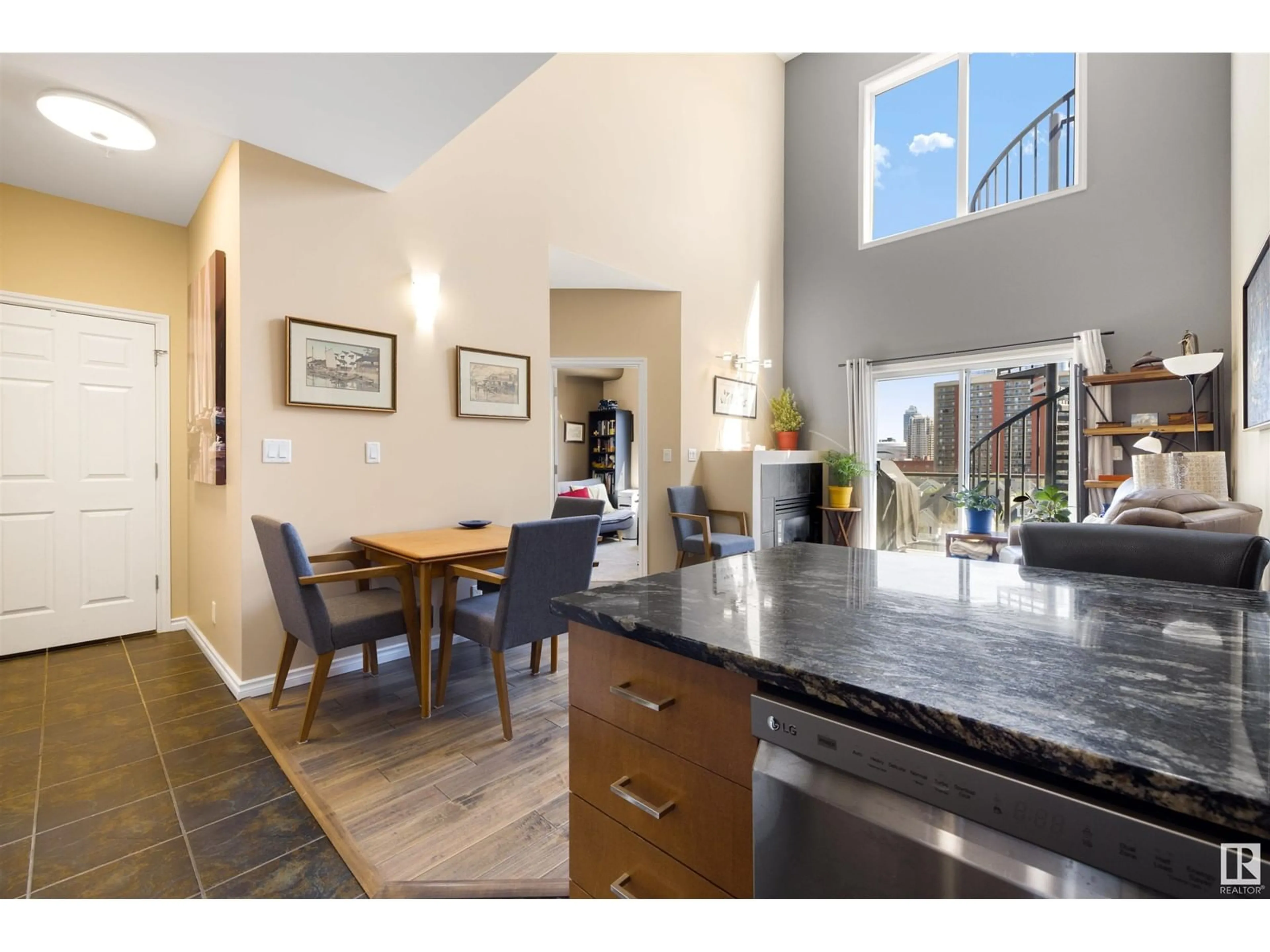 Open concept kitchen, ceramic/tile floor for 609 - 10235 112 ST NW, Edmonton Alberta T5K1M7