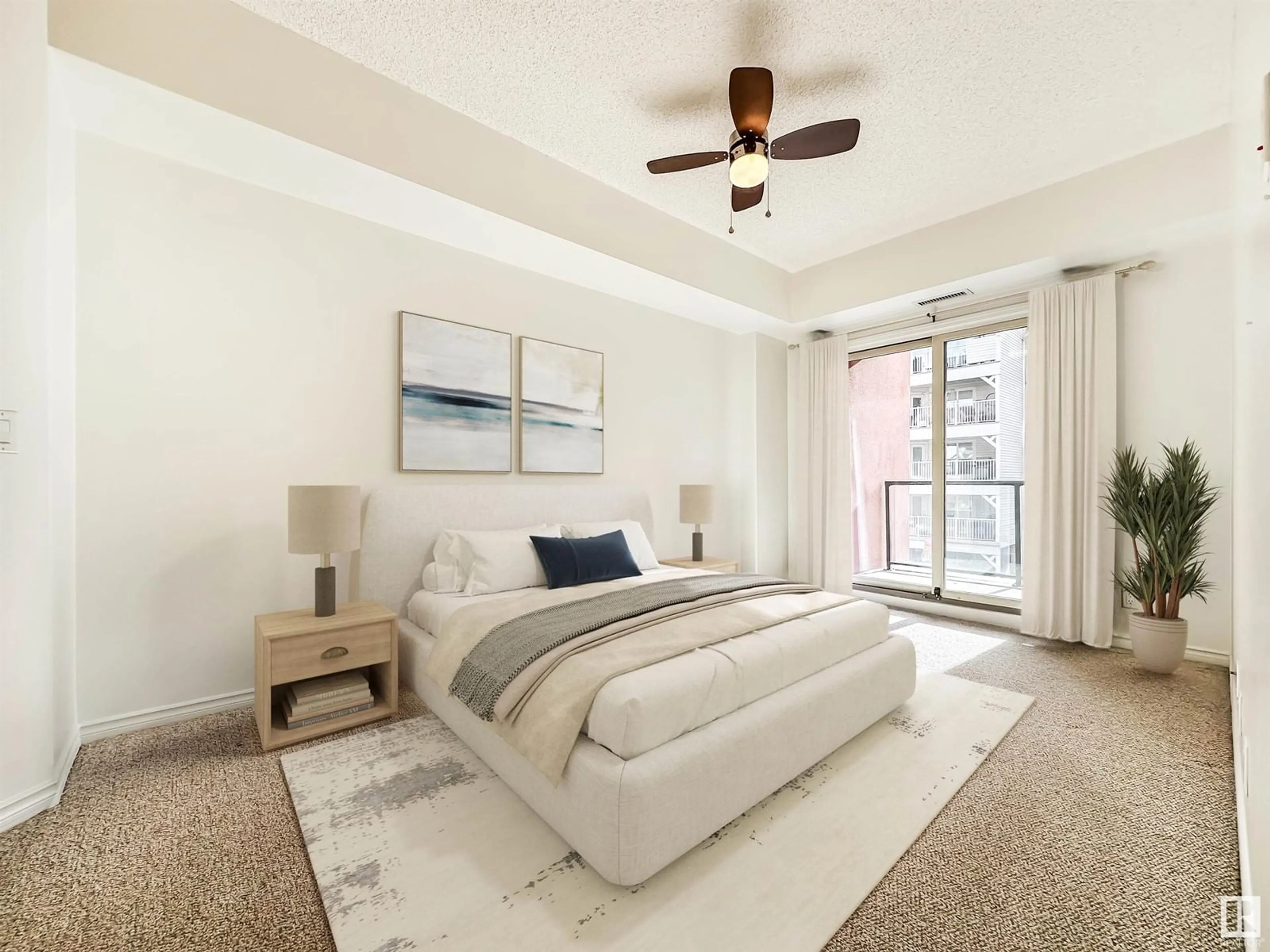 Bedroom with bed, carpet floor for #208 - 10303 111 ST, Edmonton Alberta T5K0C6