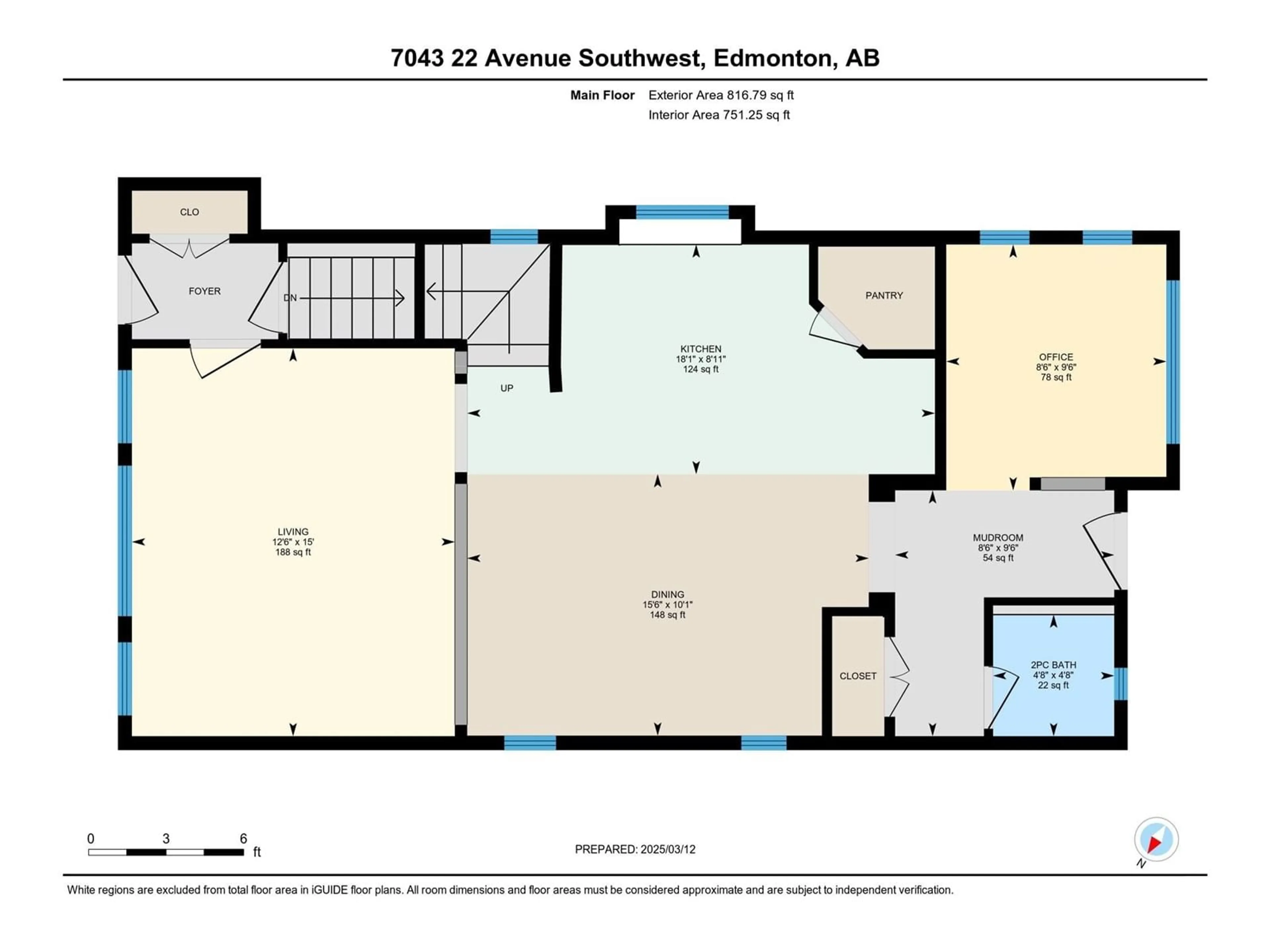Floor plan for SW - 7043 22 AV, Edmonton Alberta T6X0T8
