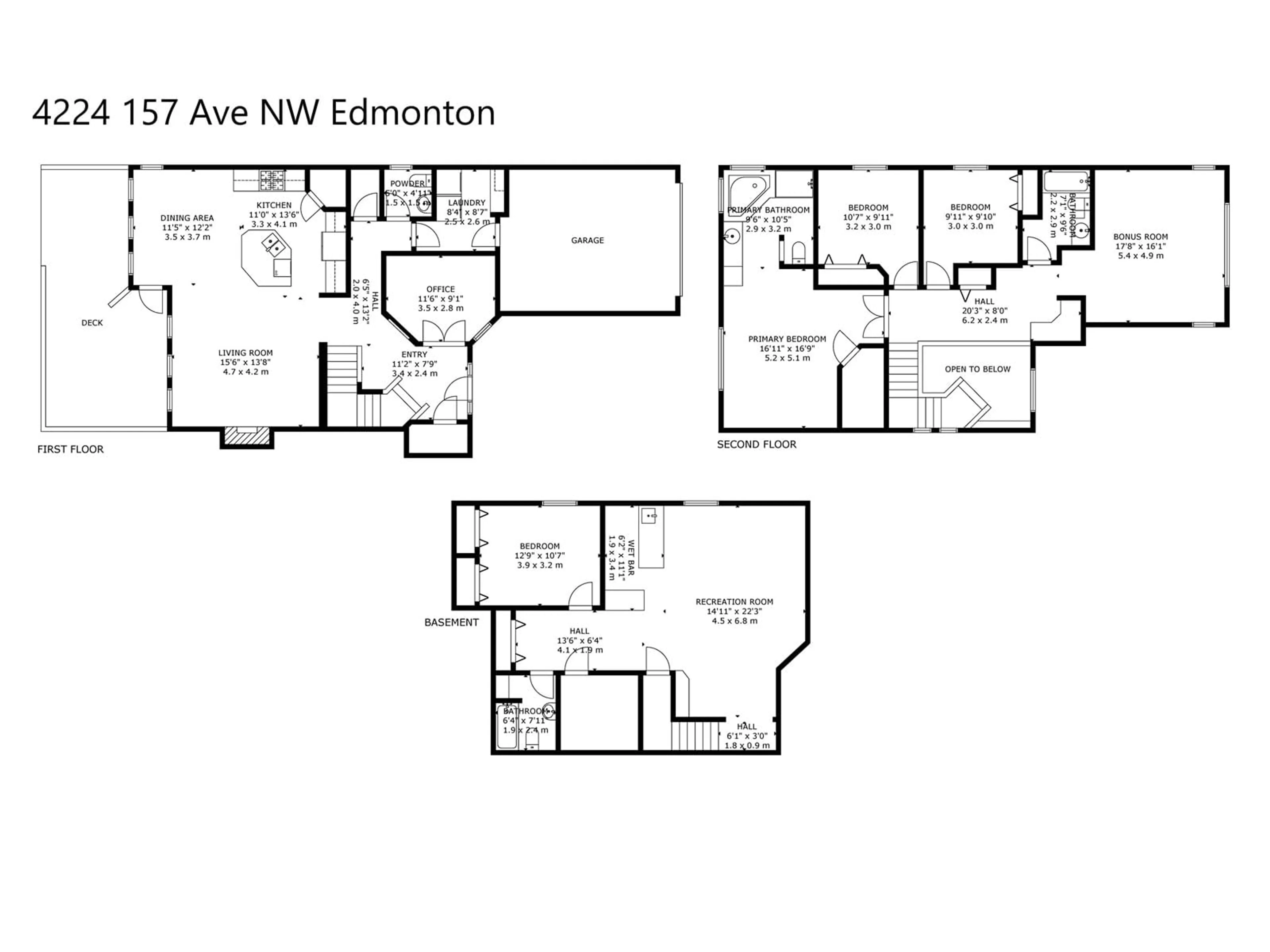 Floor plan for NW - 4224 157 AV, Edmonton Alberta T5Y0C9