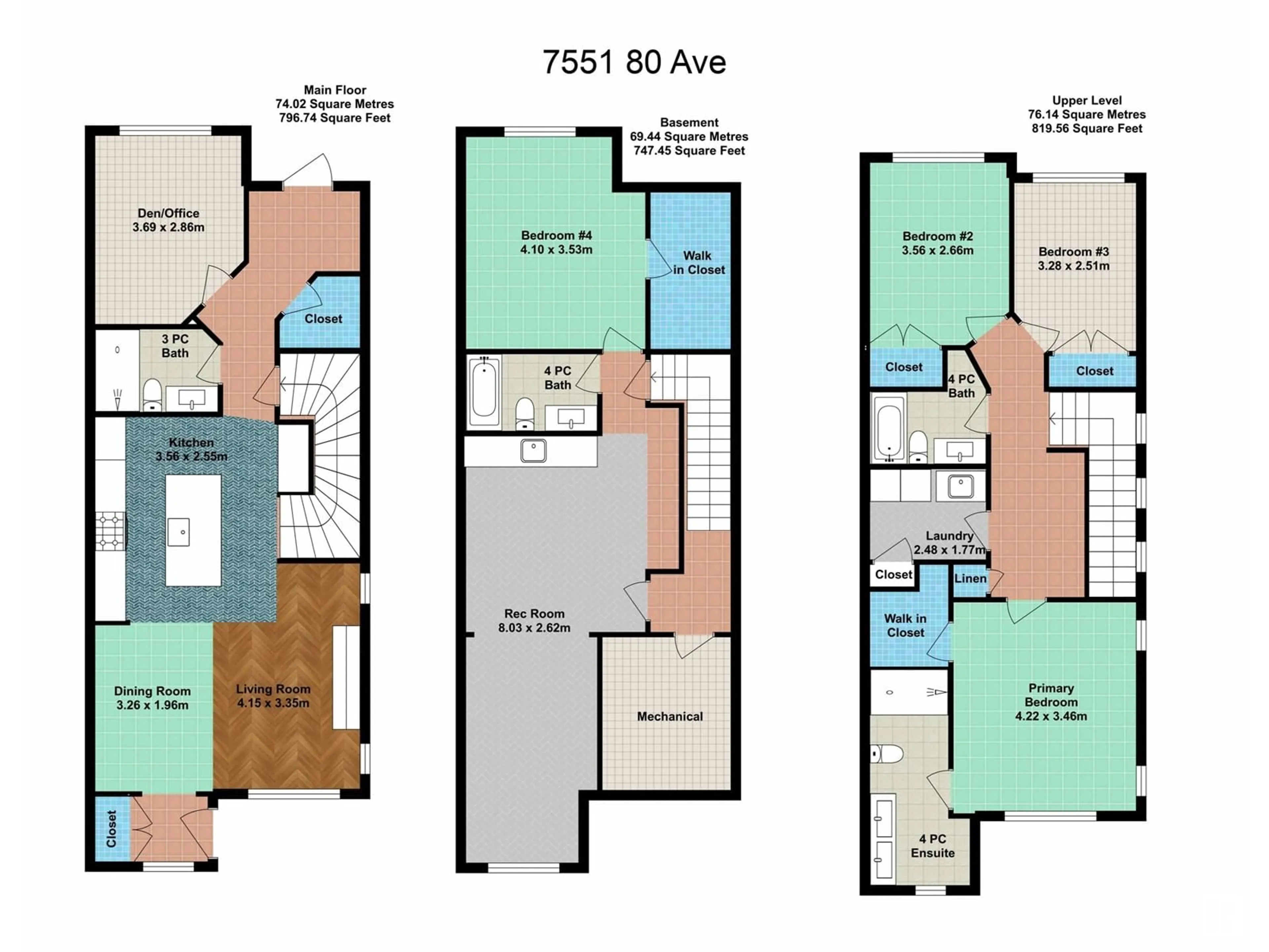 Floor plan for 7551 80 AV, Edmonton Alberta T6C0S3