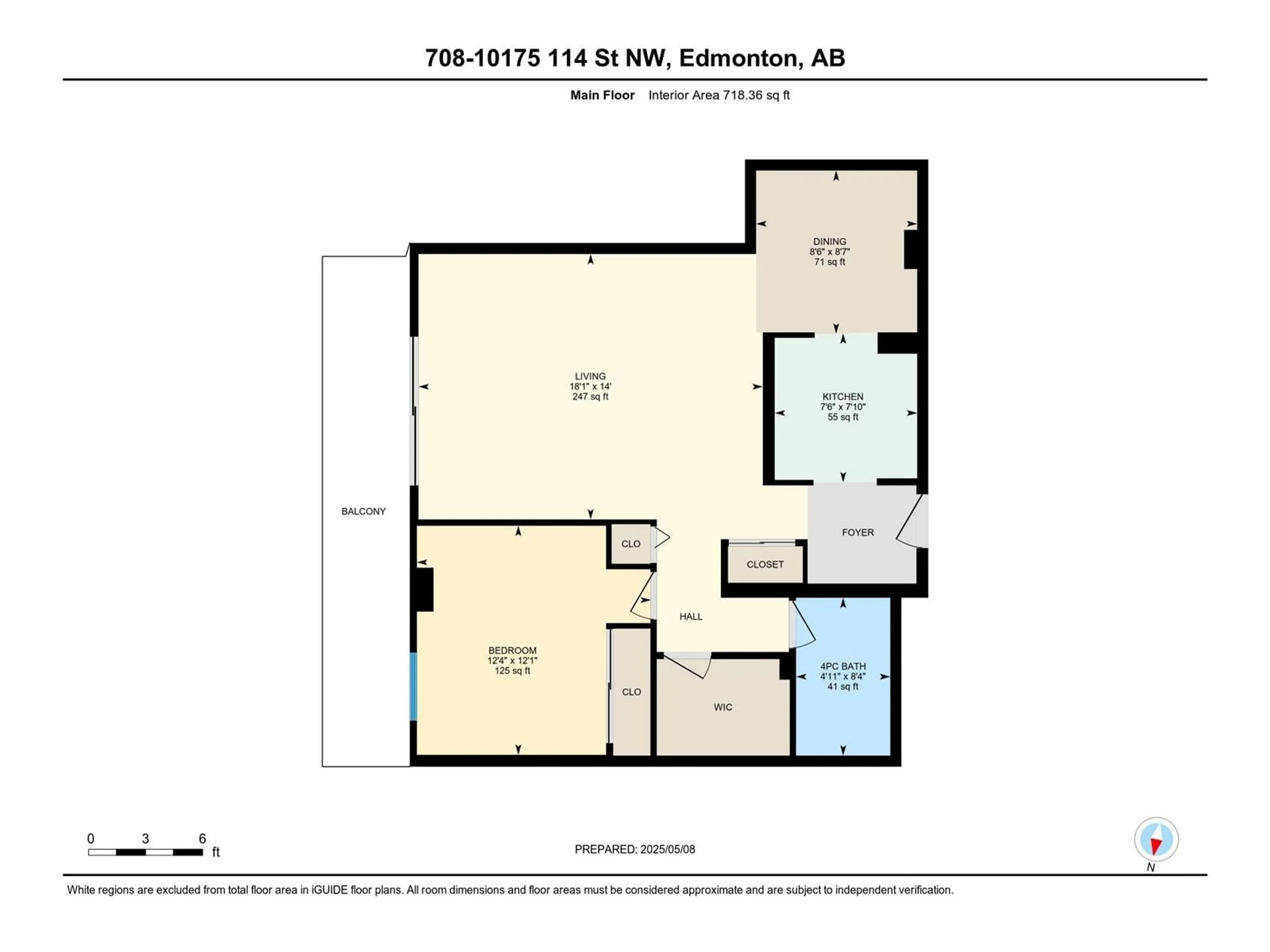 Floor plan for 708 - 10175 114 ST NW, Edmonton Alberta T5K2L4