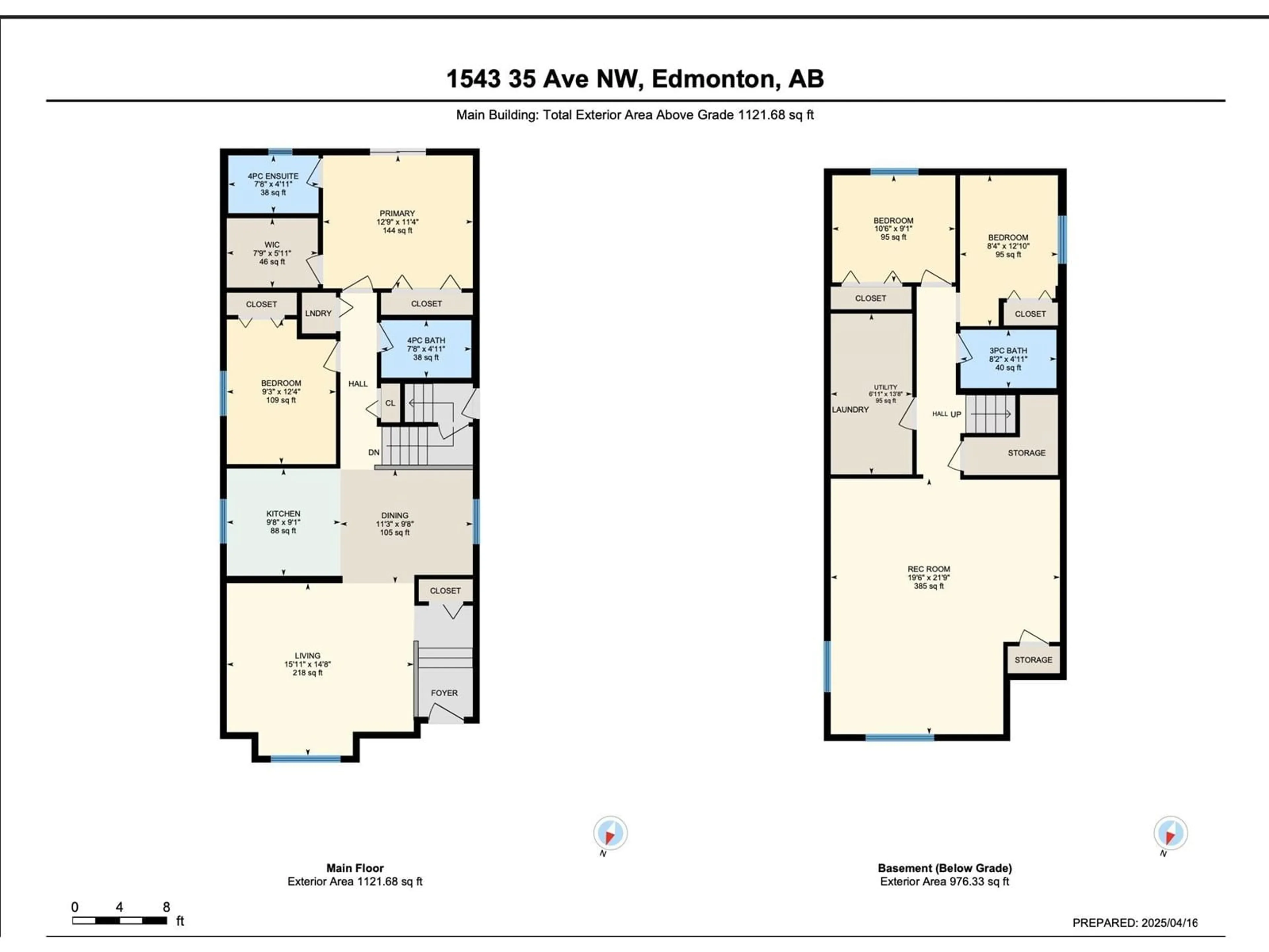 Floor plan for NW - 1543 35 AV, Edmonton Alberta T6T0M9