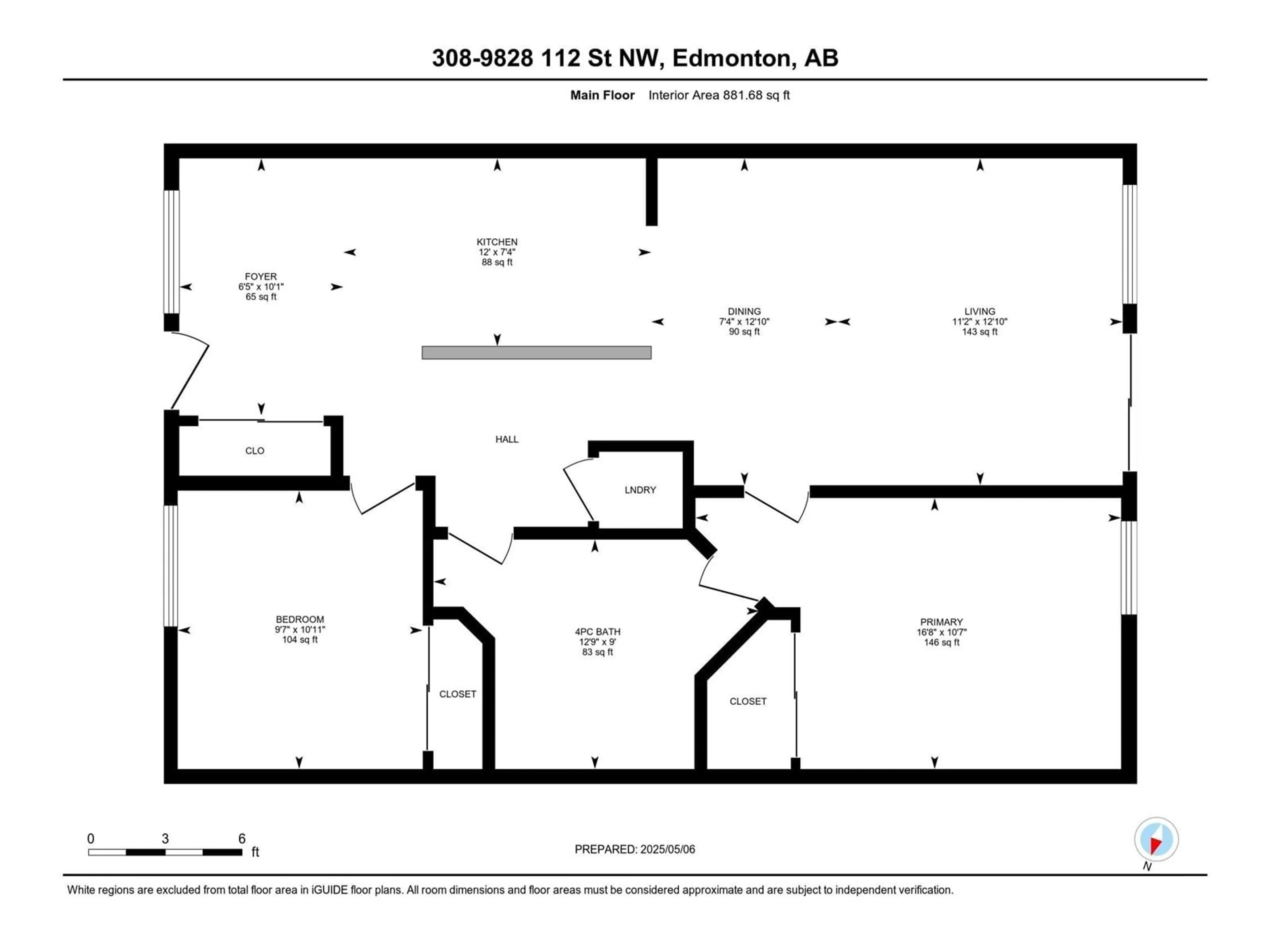 Floor plan for #308 - 9828 112 ST, Edmonton Alberta T5K1L4
