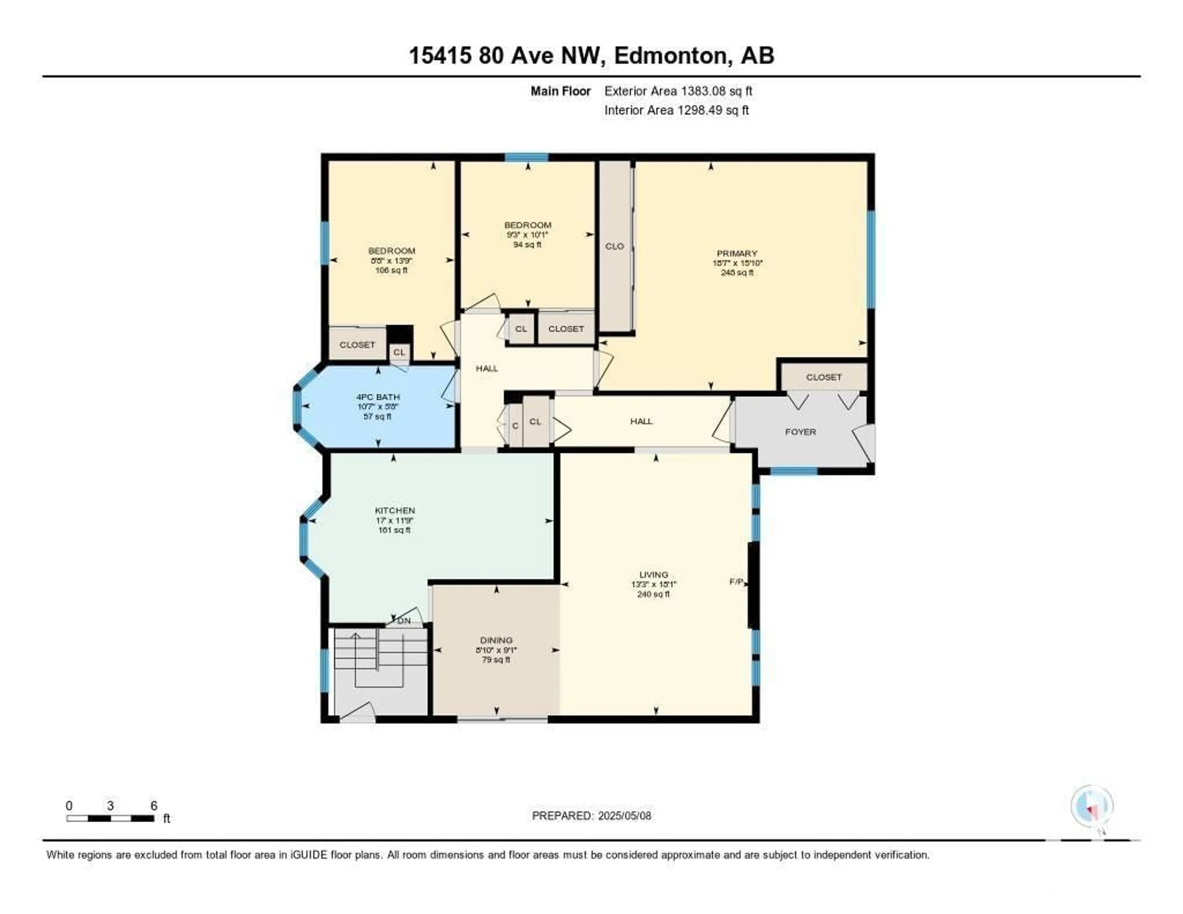 Floor plan for NW - 15415 80 AV, Edmonton Alberta T5R3M1