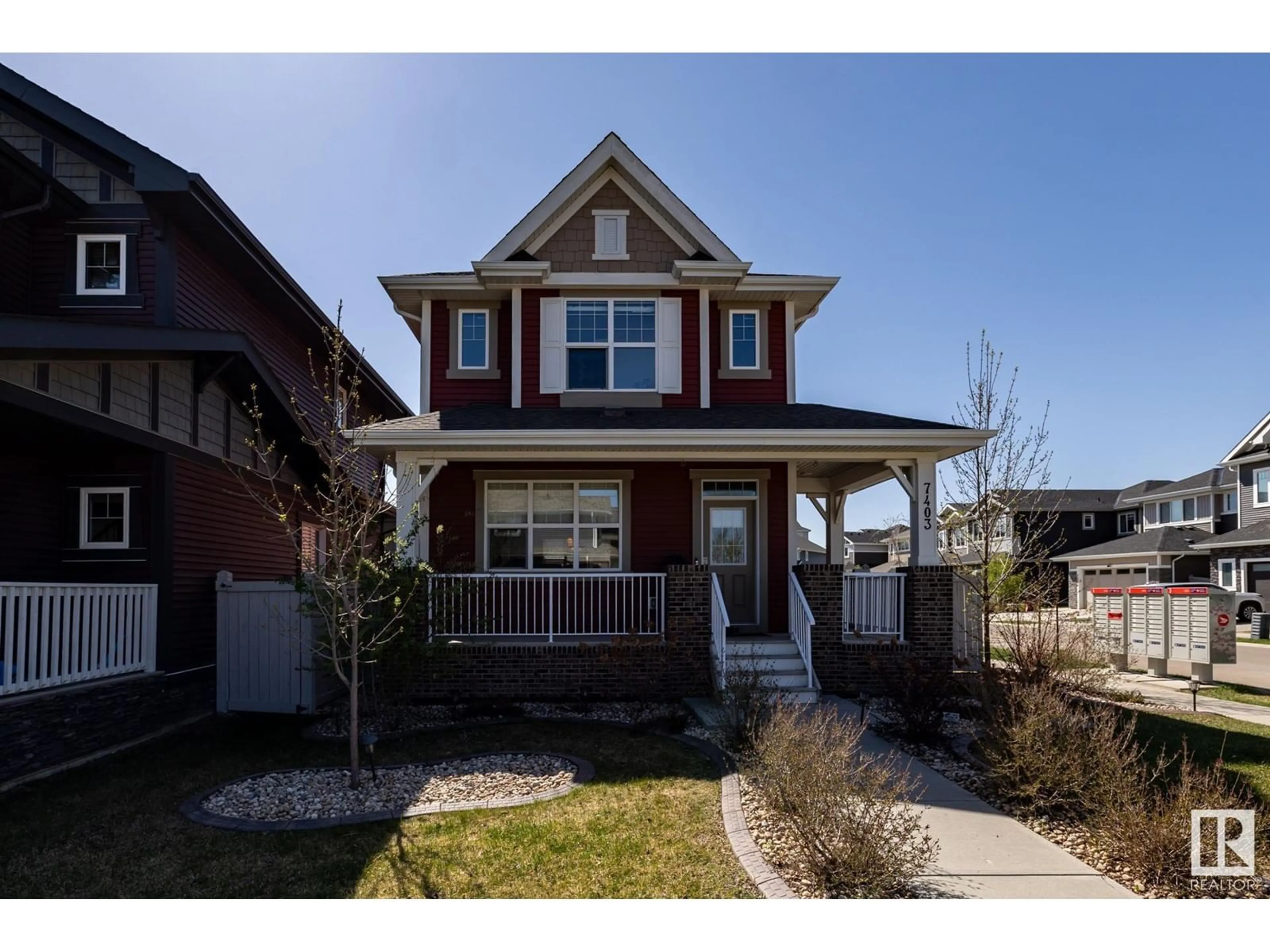 Home with brick exterior material, street for 7403 COLONEL MEWBURN RD, Edmonton Alberta T5E6V7