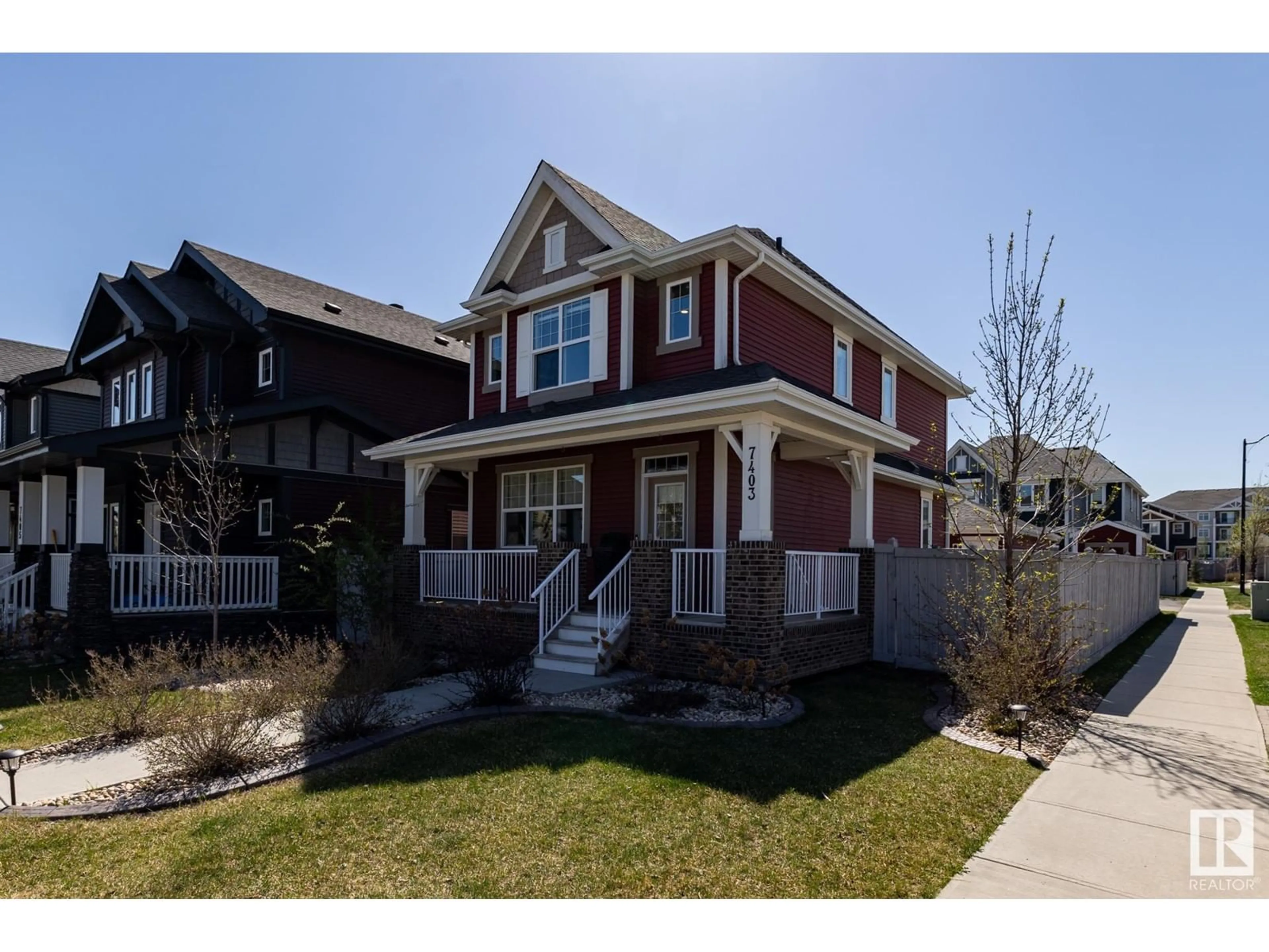 Home with brick exterior material, street for 7403 COLONEL MEWBURN RD, Edmonton Alberta T5E6V7