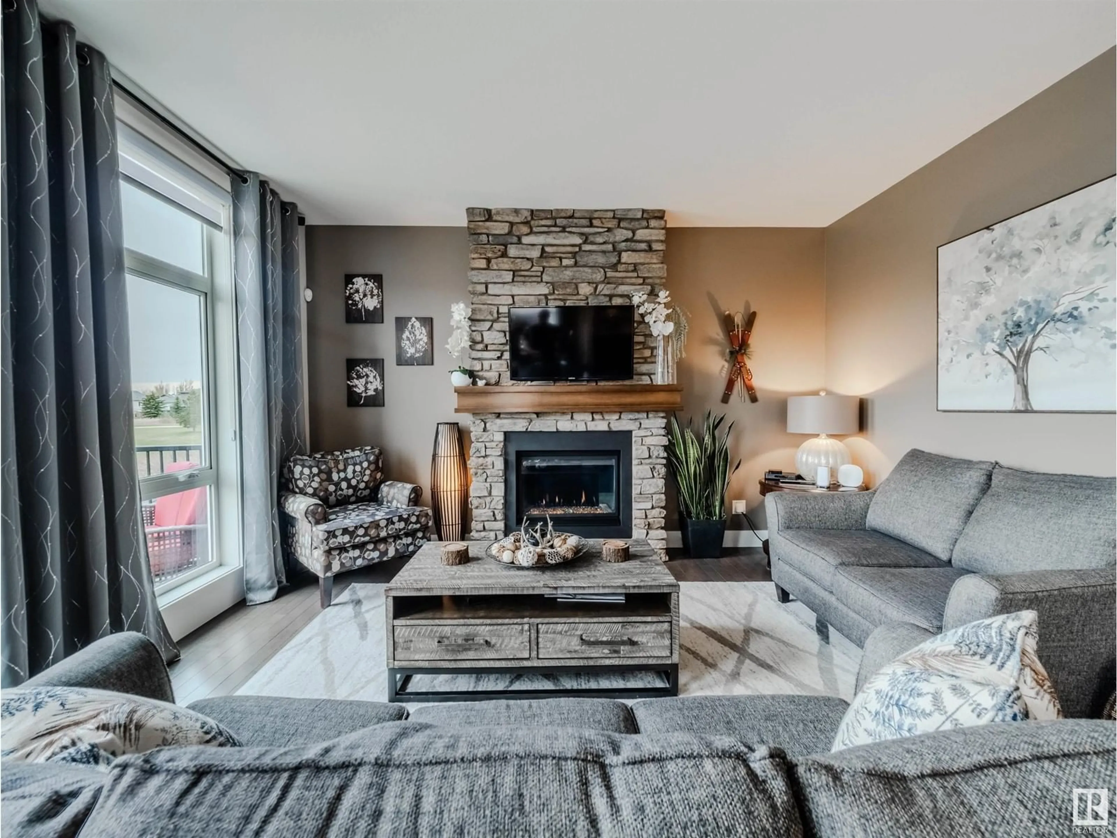 Living room with furniture, unknown for 85 CRANSTON PL, Fort Saskatchewan Alberta T8L0K7