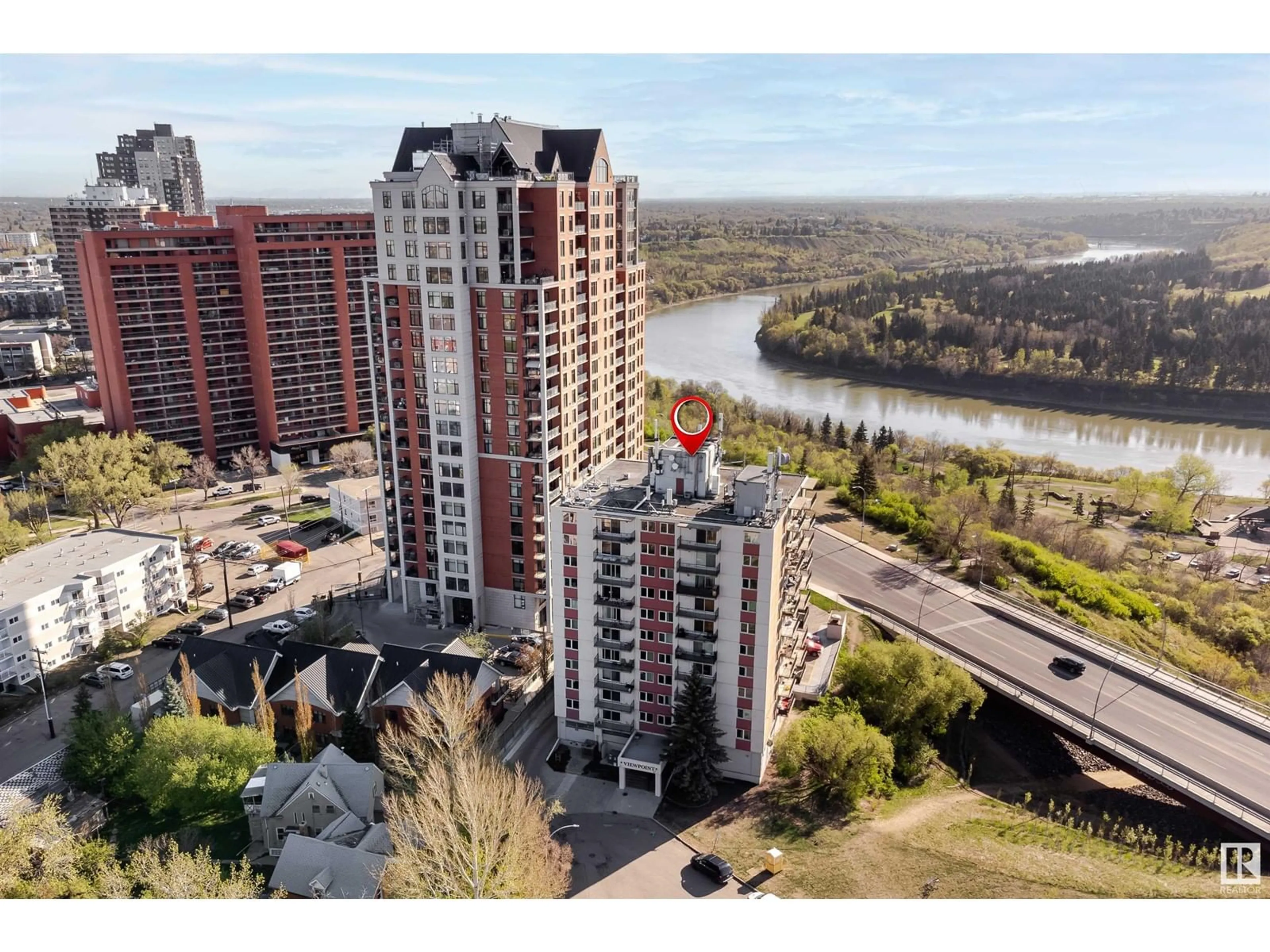 A pic from outside/outdoor area/front of a property/back of a property/a pic from drone, city buildings view from balcony for #604 - 9028 JASPER AV, Edmonton Alberta T5H3Y6