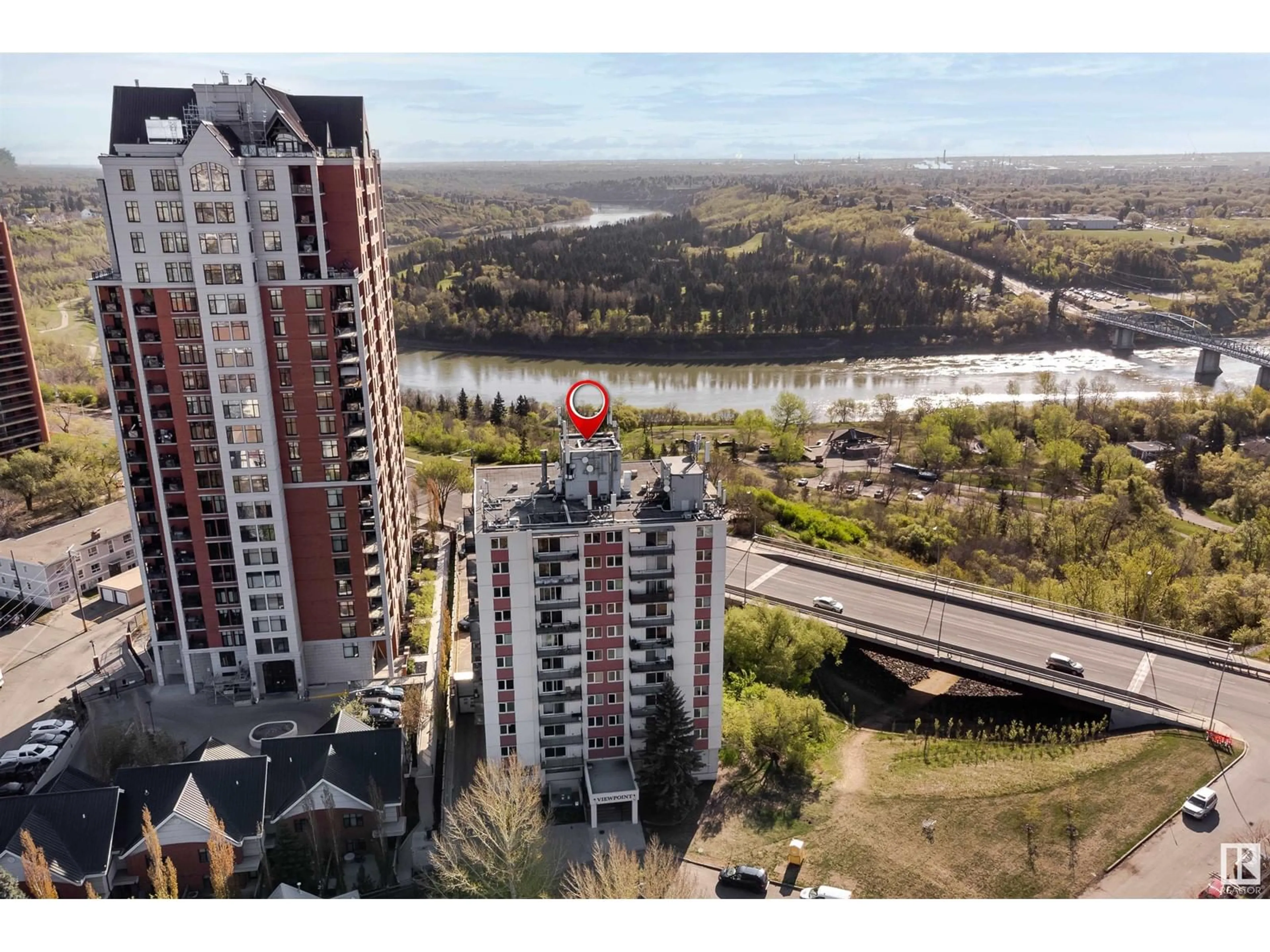 A pic from outside/outdoor area/front of a property/back of a property/a pic from drone, city buildings view from balcony for #604 - 9028 JASPER AV, Edmonton Alberta T5H3Y6