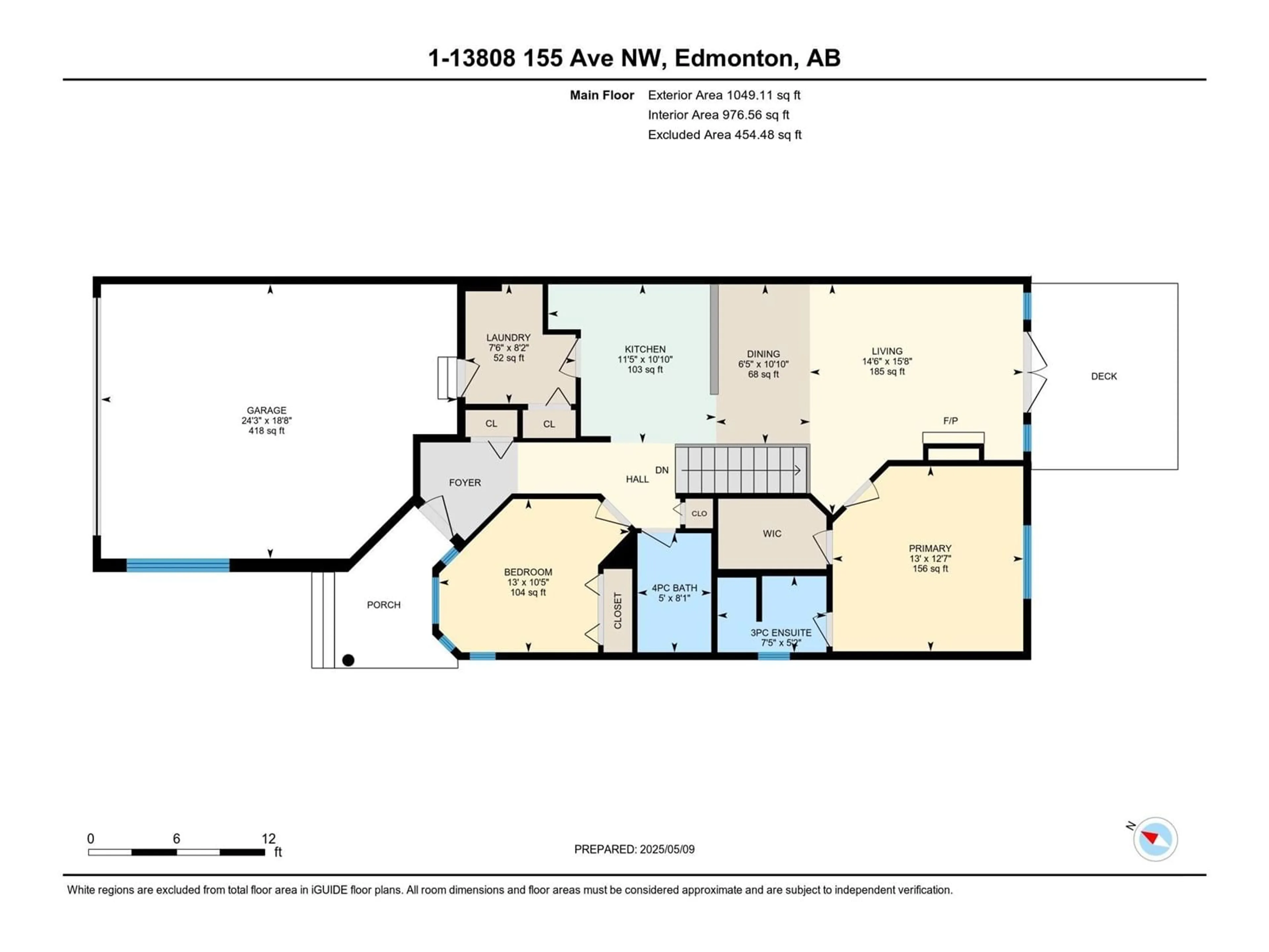 Floor plan for 13808 155 AV, Edmonton Alberta T6V1T8