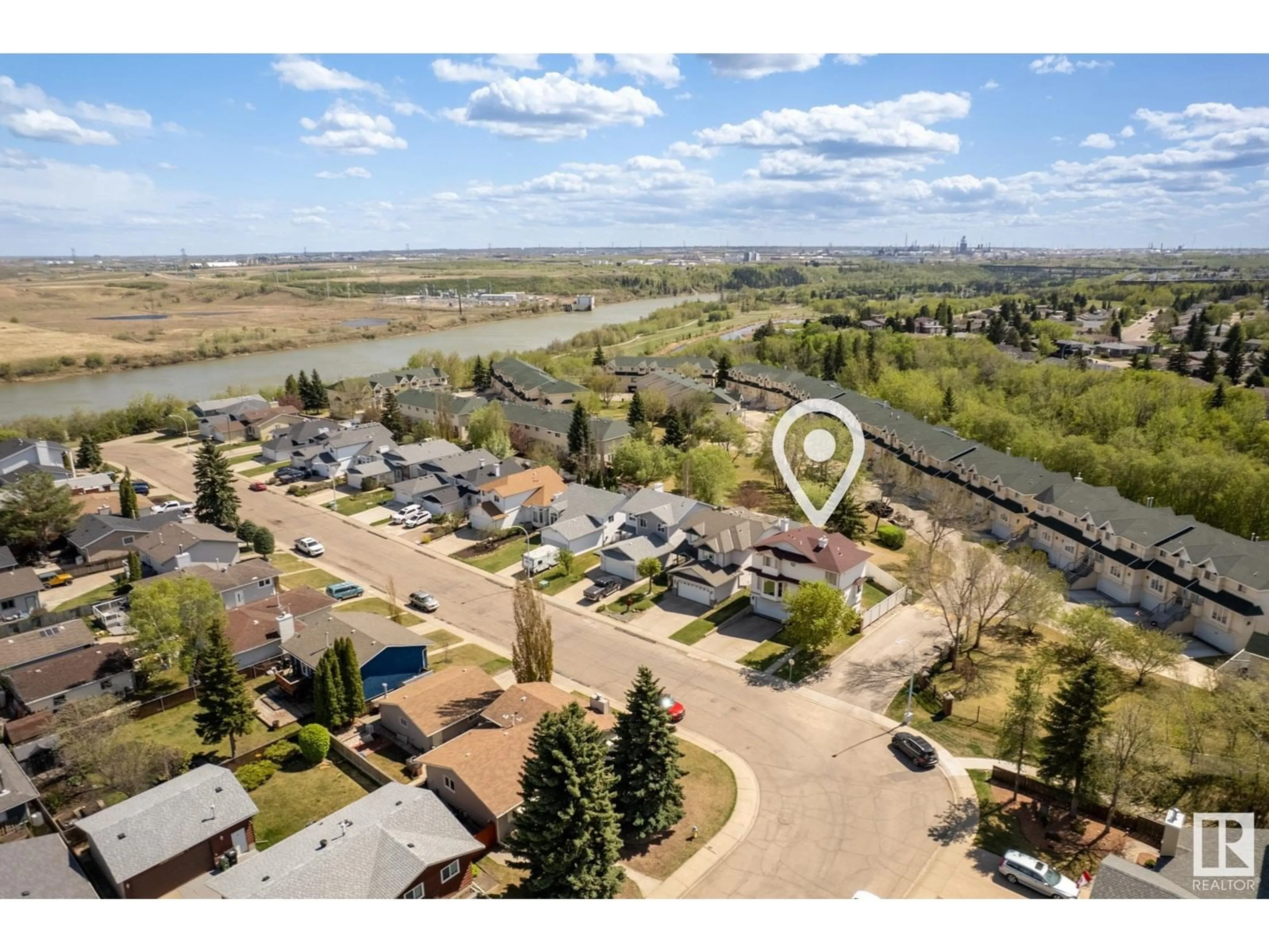 A pic from outside/outdoor area/front of a property/back of a property/a pic from drone, water/lake/river/ocean view for NW - 2415 133 AV, Edmonton Alberta T5A4Z9
