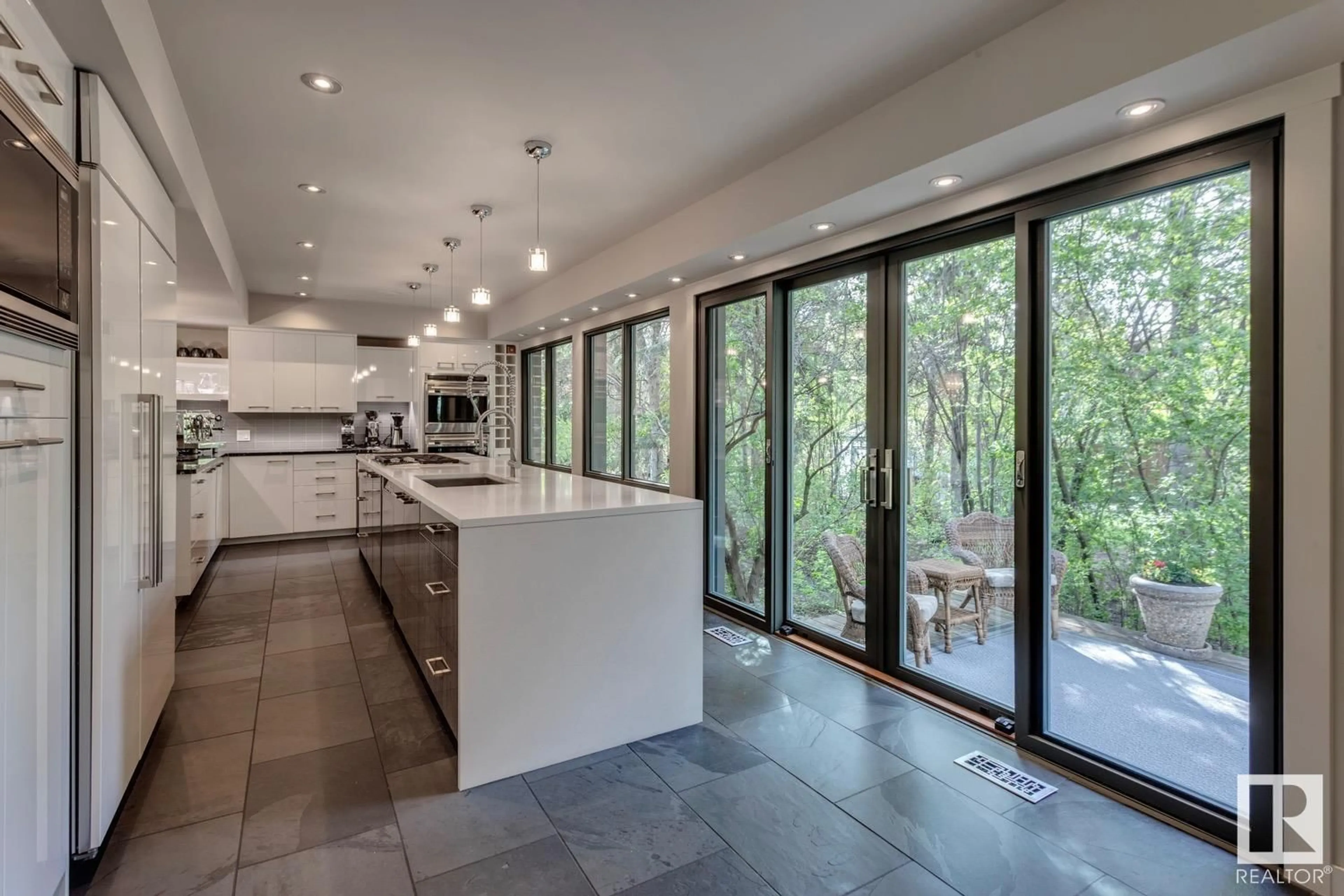 Contemporary kitchen, ceramic/tile floor for 12703 GRAND VIEW DR, Edmonton Alberta T6H4K5