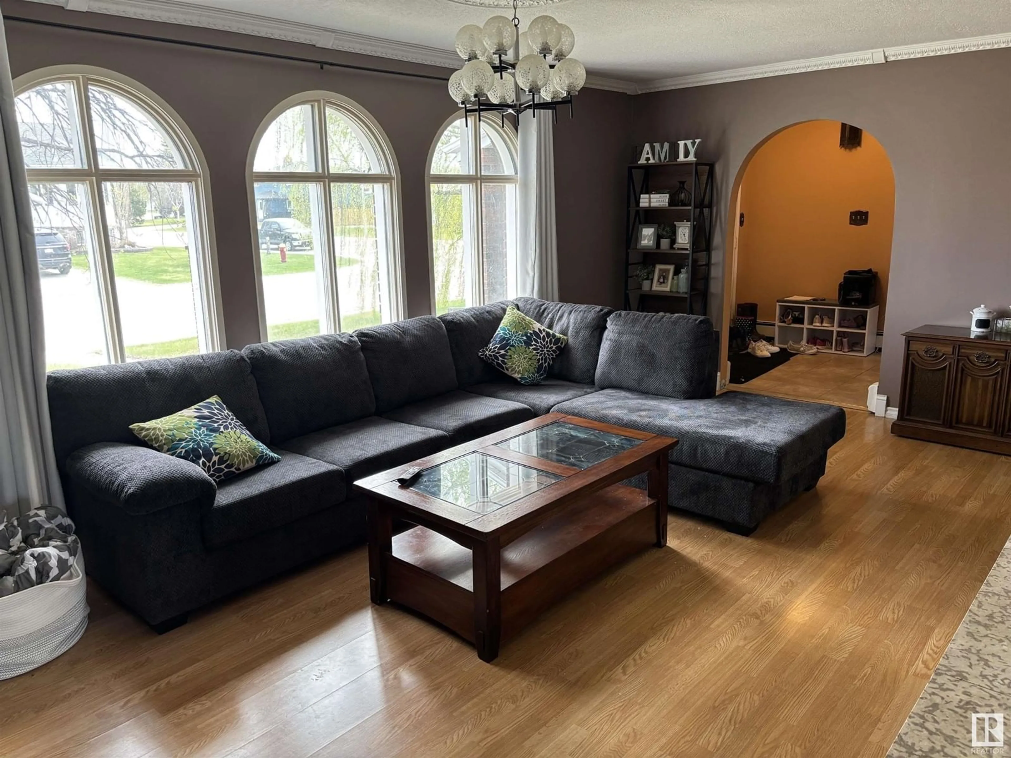 Living room with furniture, wood/laminate floor for 5302 56 ST, St. Paul Town Alberta T0A3A1