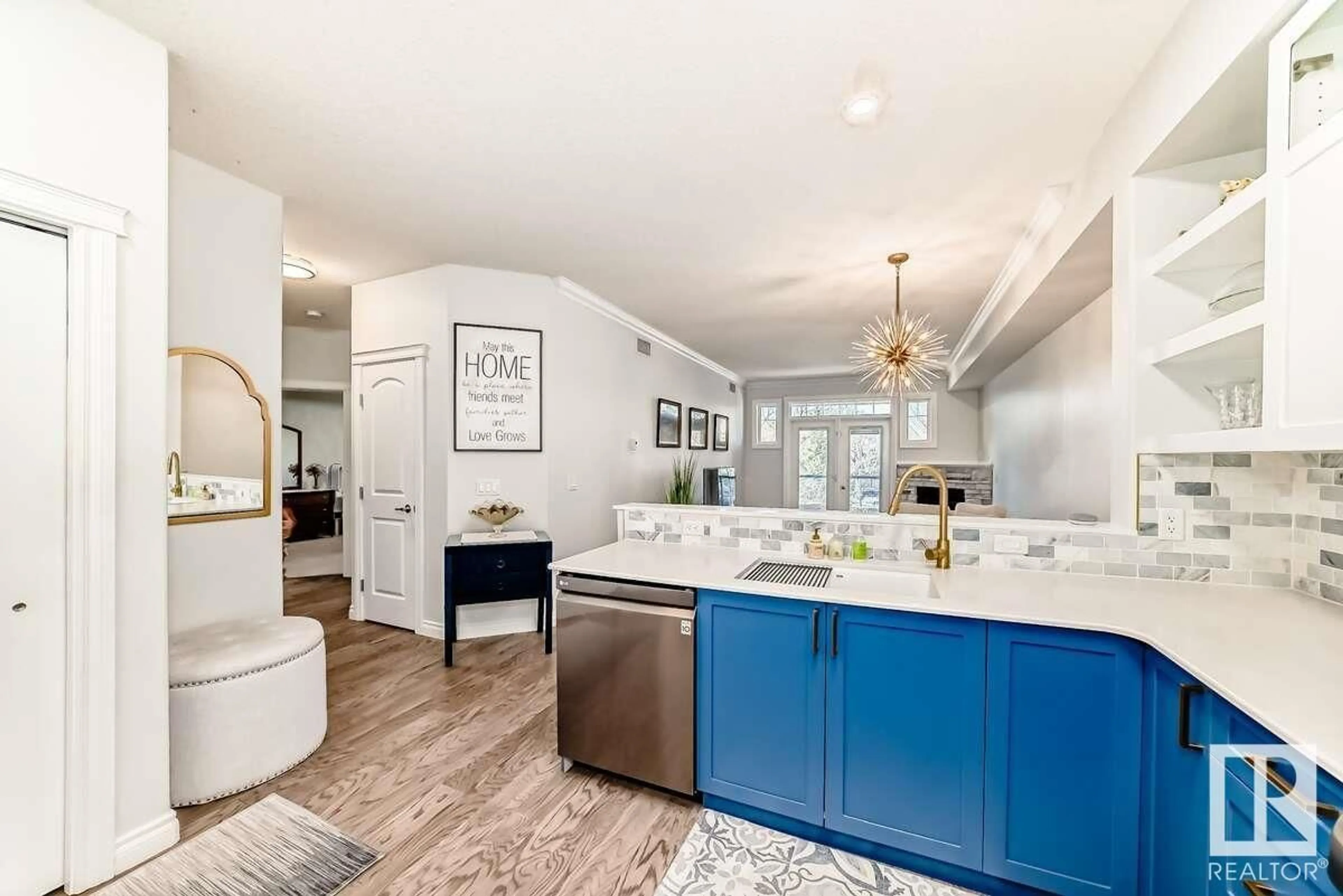 Open concept kitchen, ceramic/tile floor for #208 - 12408 15 AV, Edmonton Alberta T6W1X2