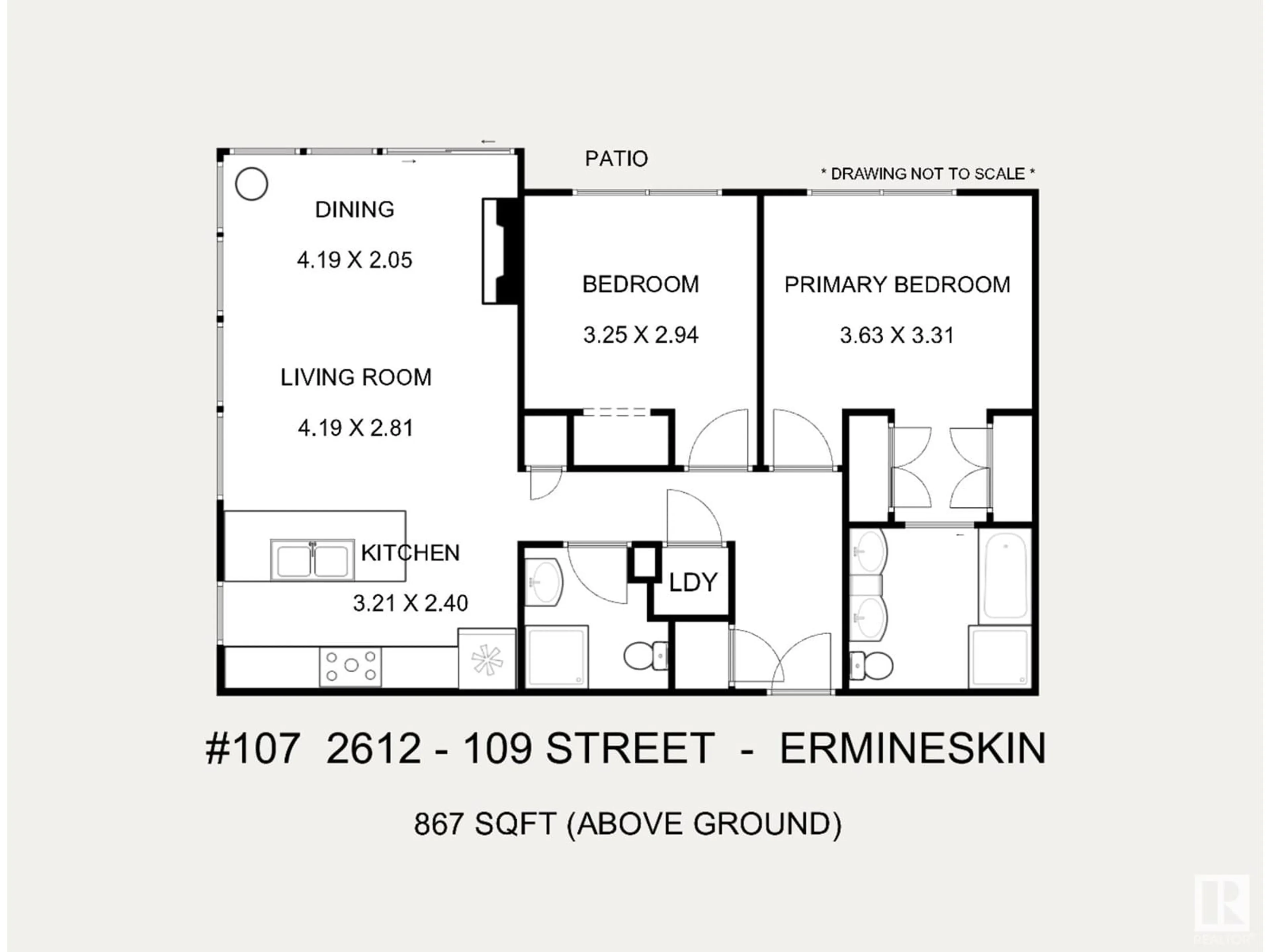 Floor plan for #107 - 2612 109 ST, Edmonton Alberta T6J3T1