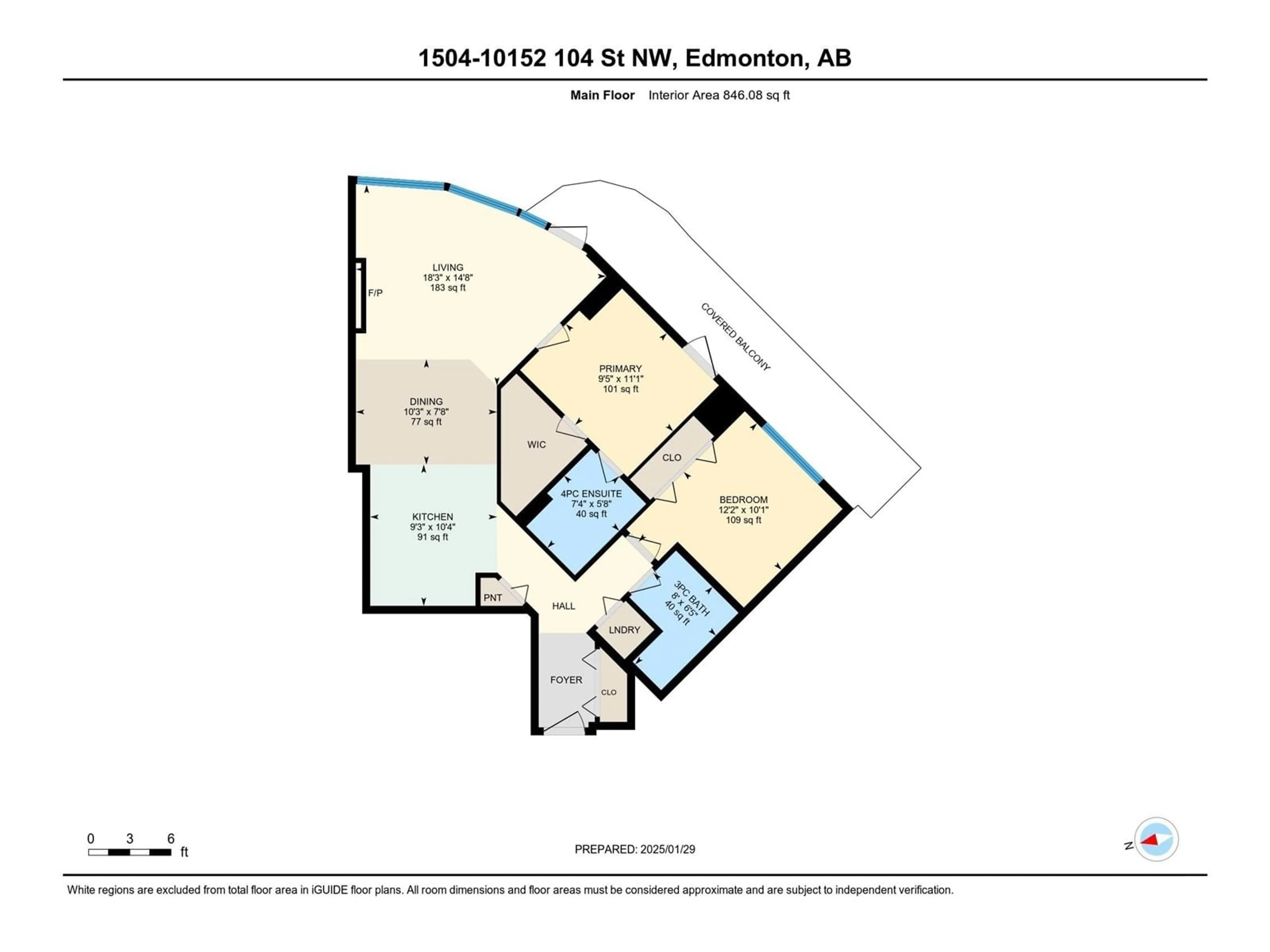 Floor plan for 1504 - 10152 104 ST, Edmonton Alberta T5J0B6