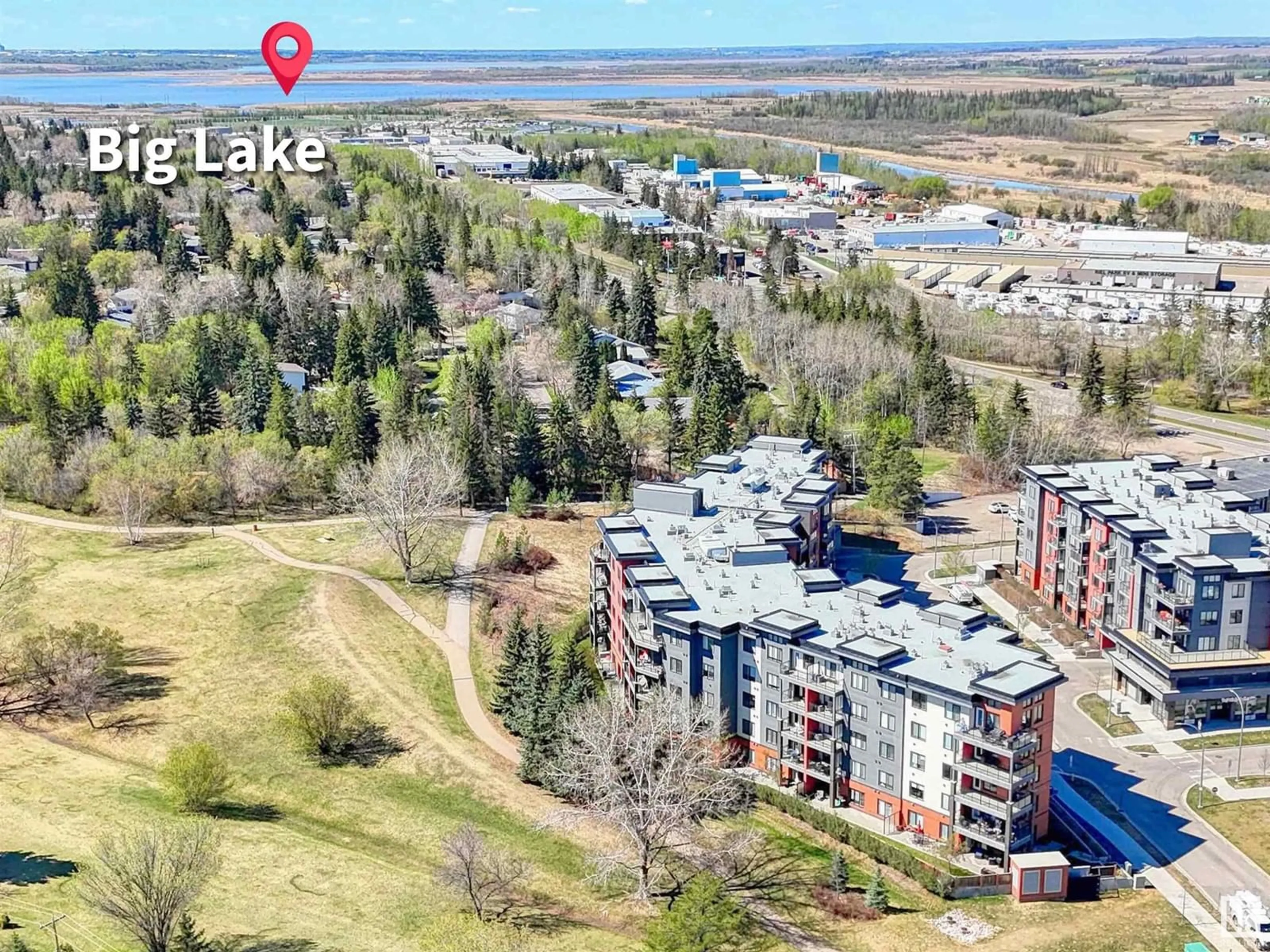 A pic from outside/outdoor area/front of a property/back of a property/a pic from drone, water/lake/river/ocean view for 312 5 ST LOUIS ST, St. Albert Alberta T8N7T2