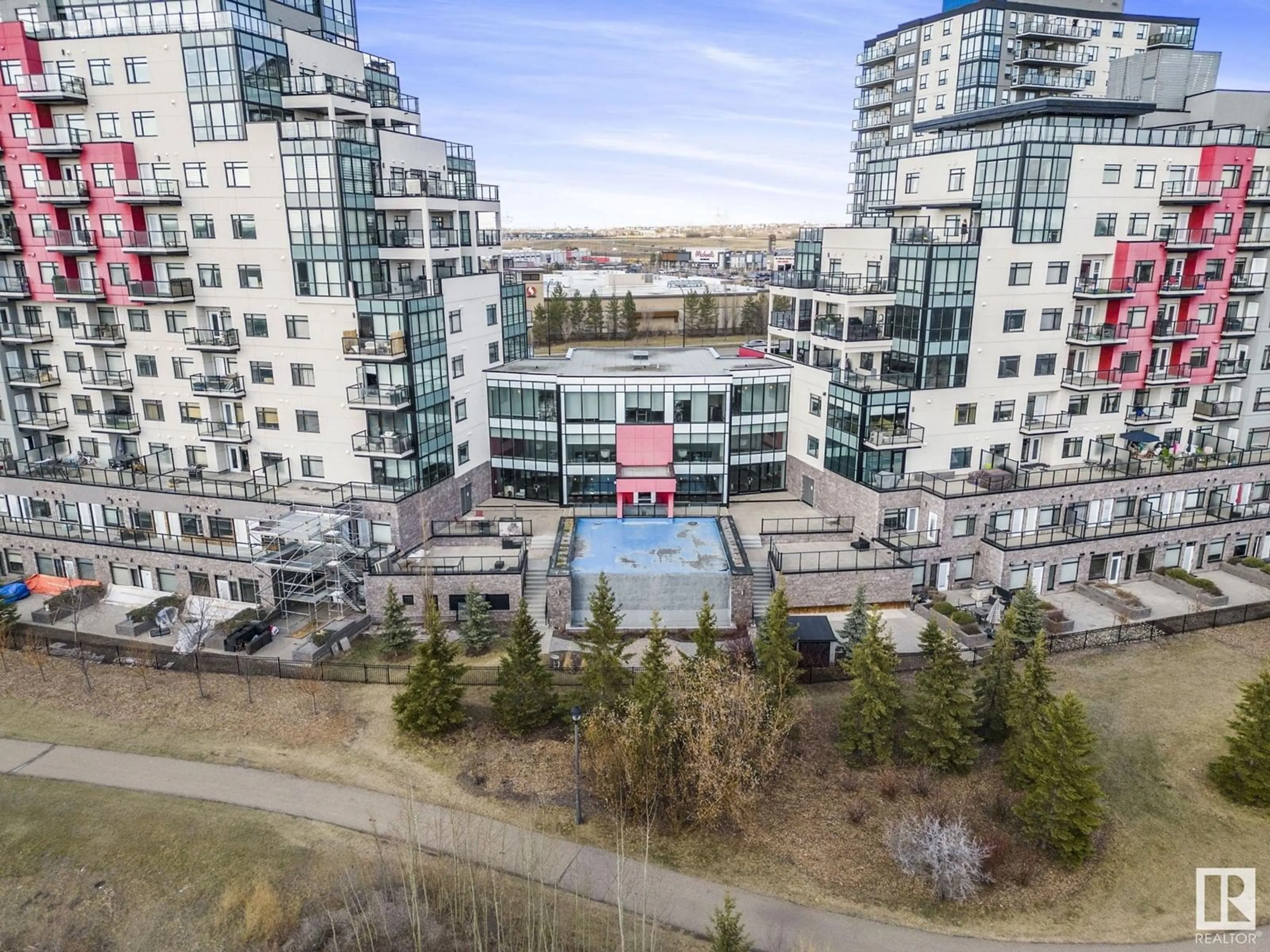 A pic from outside/outdoor area/front of a property/back of a property/a pic from drone, city buildings view from balcony for 5151 - 610 WINDERMERE BV, Edmonton Alberta T6W2K4