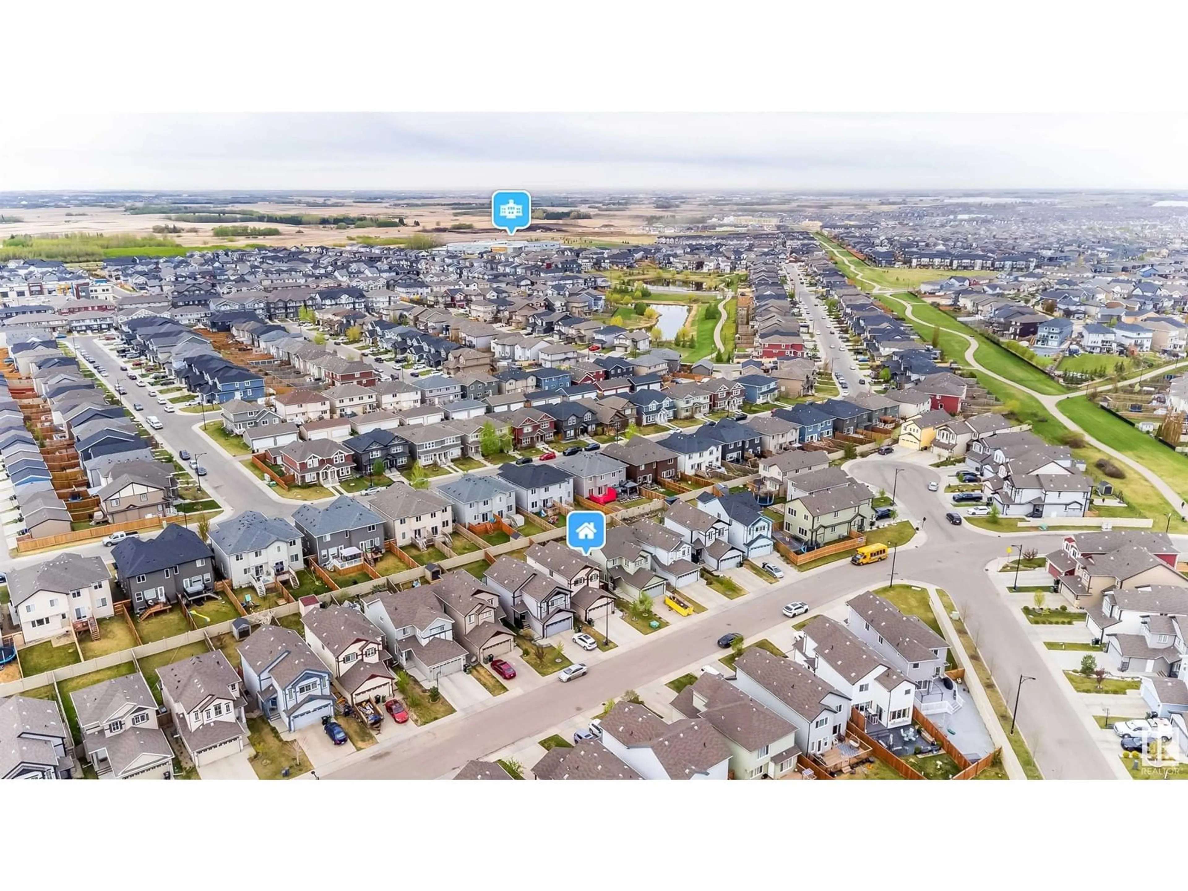 A pic from outside/outdoor area/front of a property/back of a property/a pic from drone, street for SW - 5223 19A AV, Edmonton Alberta T6X1Y2