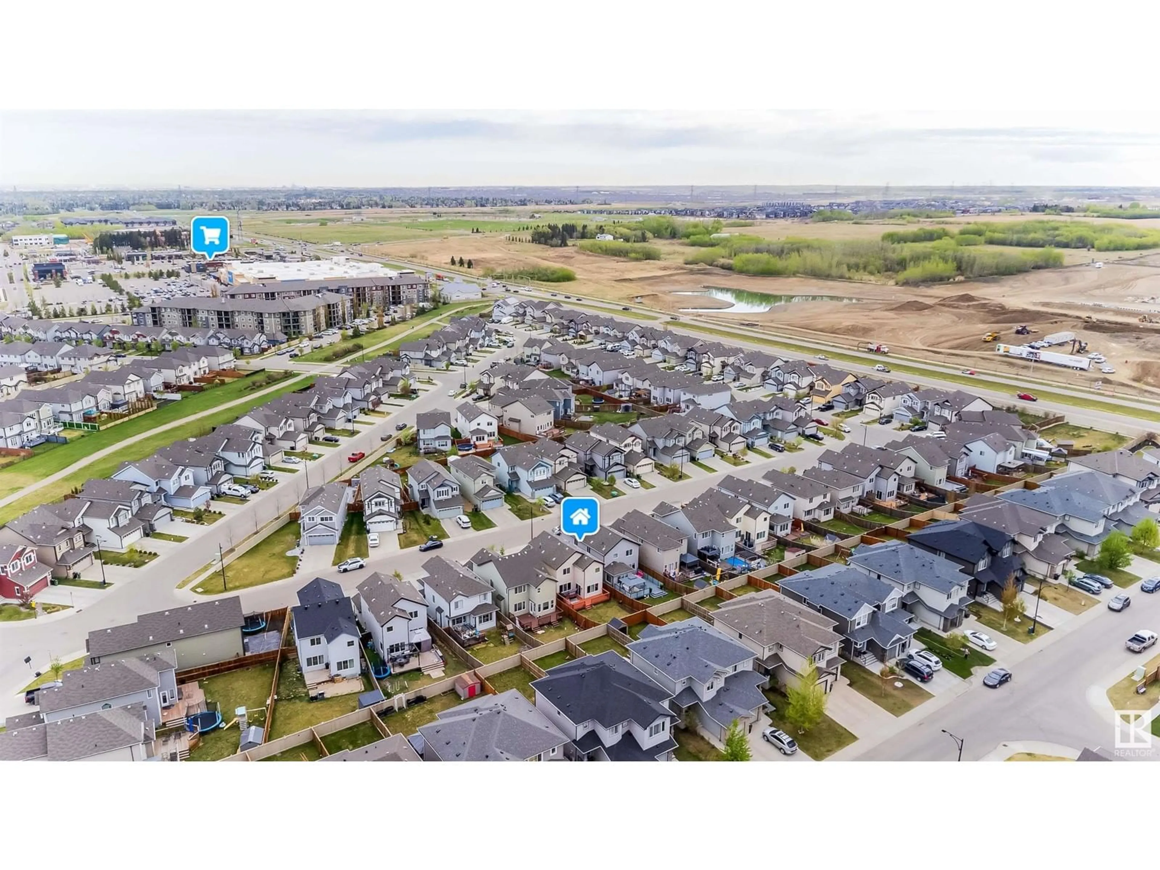 A pic from outside/outdoor area/front of a property/back of a property/a pic from drone, street for SW - 5223 19A AV, Edmonton Alberta T6X1Y2