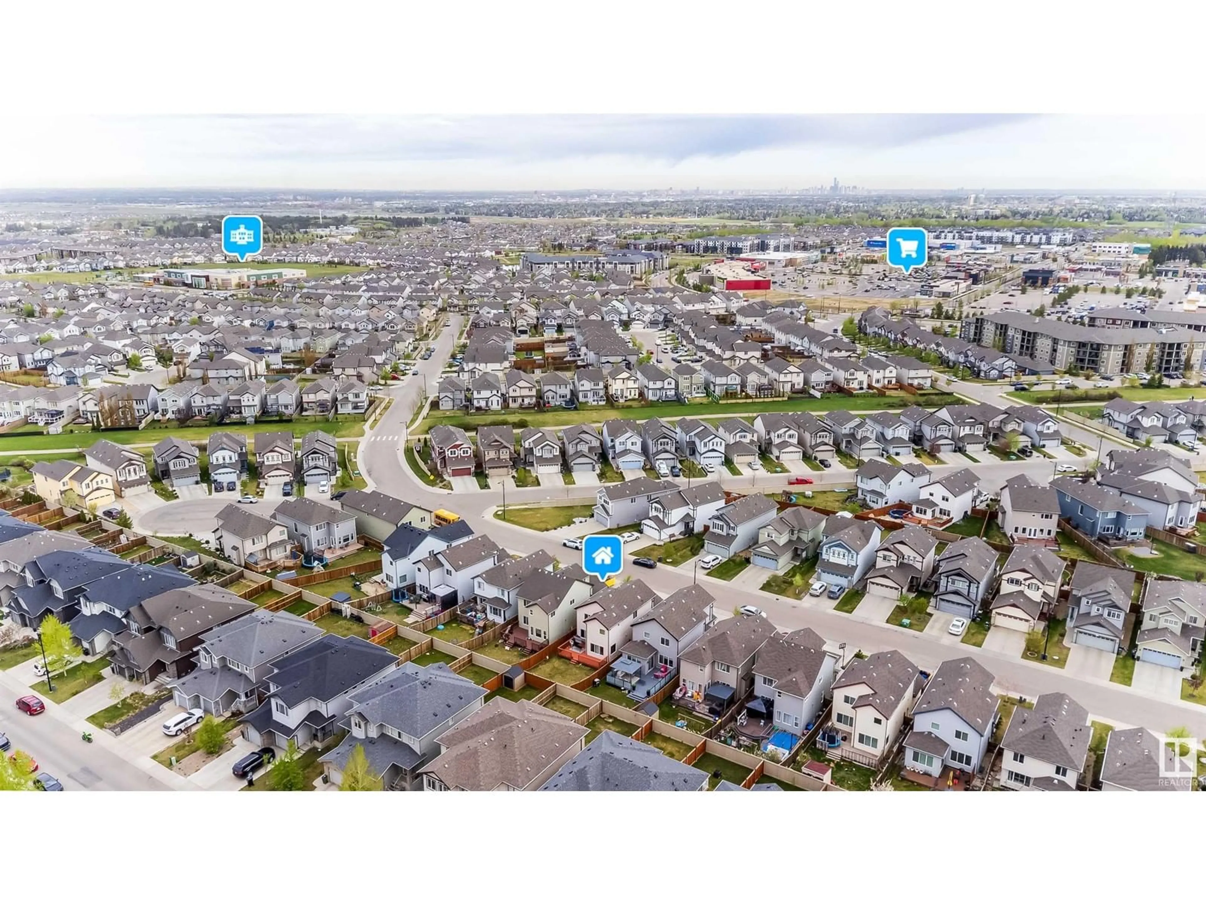 A pic from outside/outdoor area/front of a property/back of a property/a pic from drone, street for SW - 5223 19A AV, Edmonton Alberta T6X1Y2