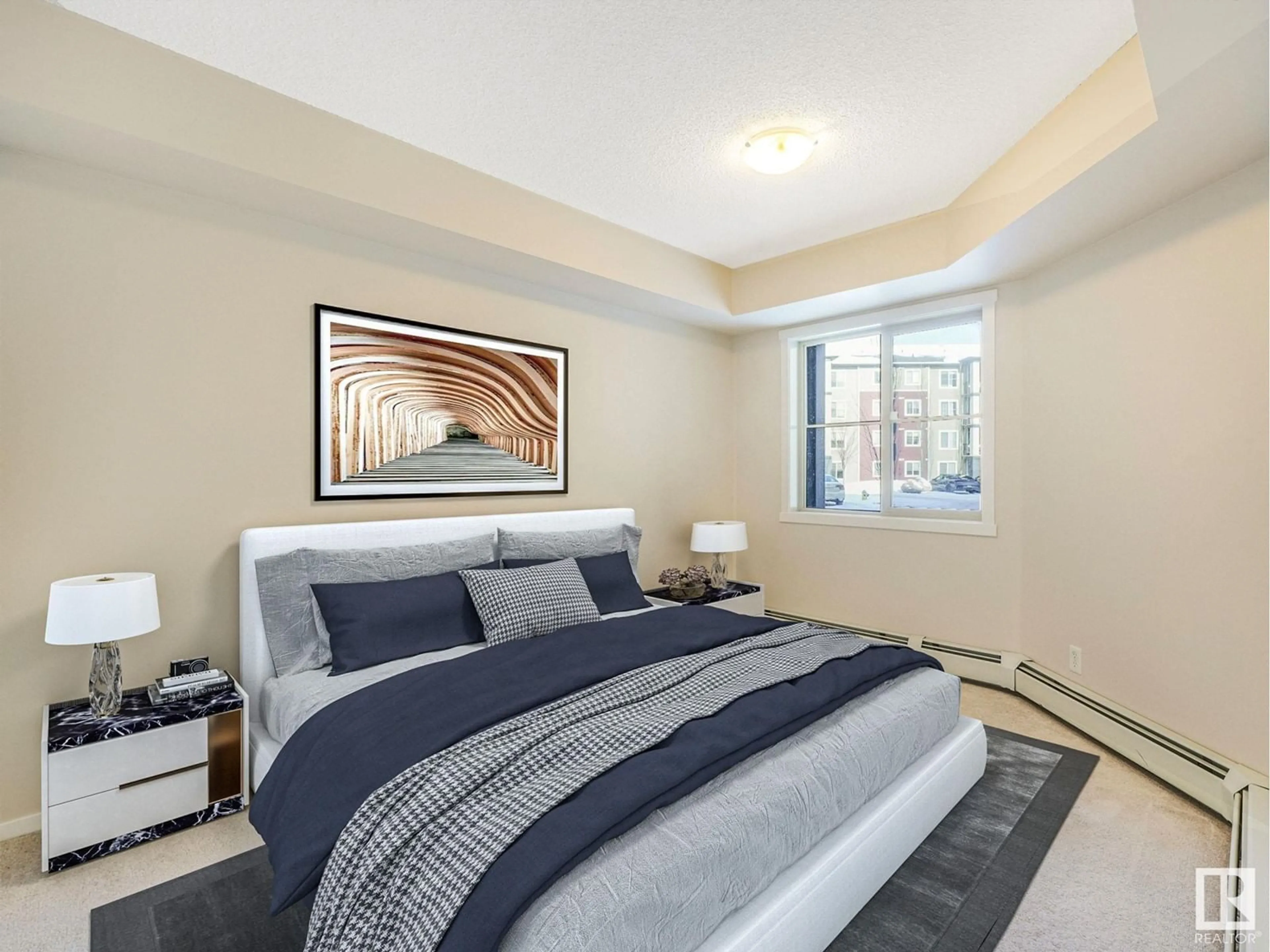 Bedroom with bed, carpet floor for 110 111 WATT CM, Edmonton Alberta T6X2C6