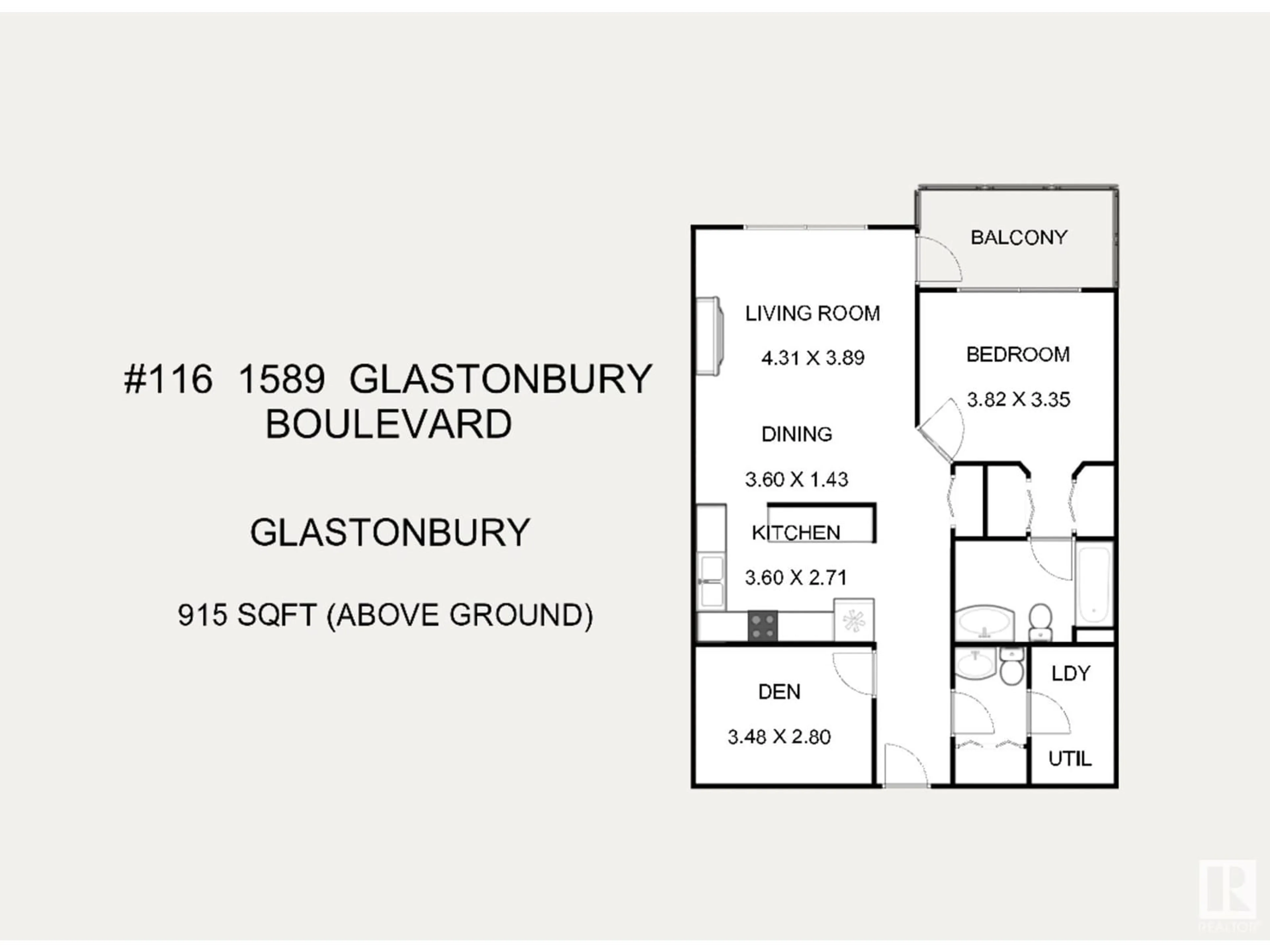 Floor plan for #116 - 1589 GLASTONBURY BV, Edmonton Alberta T5T2V1