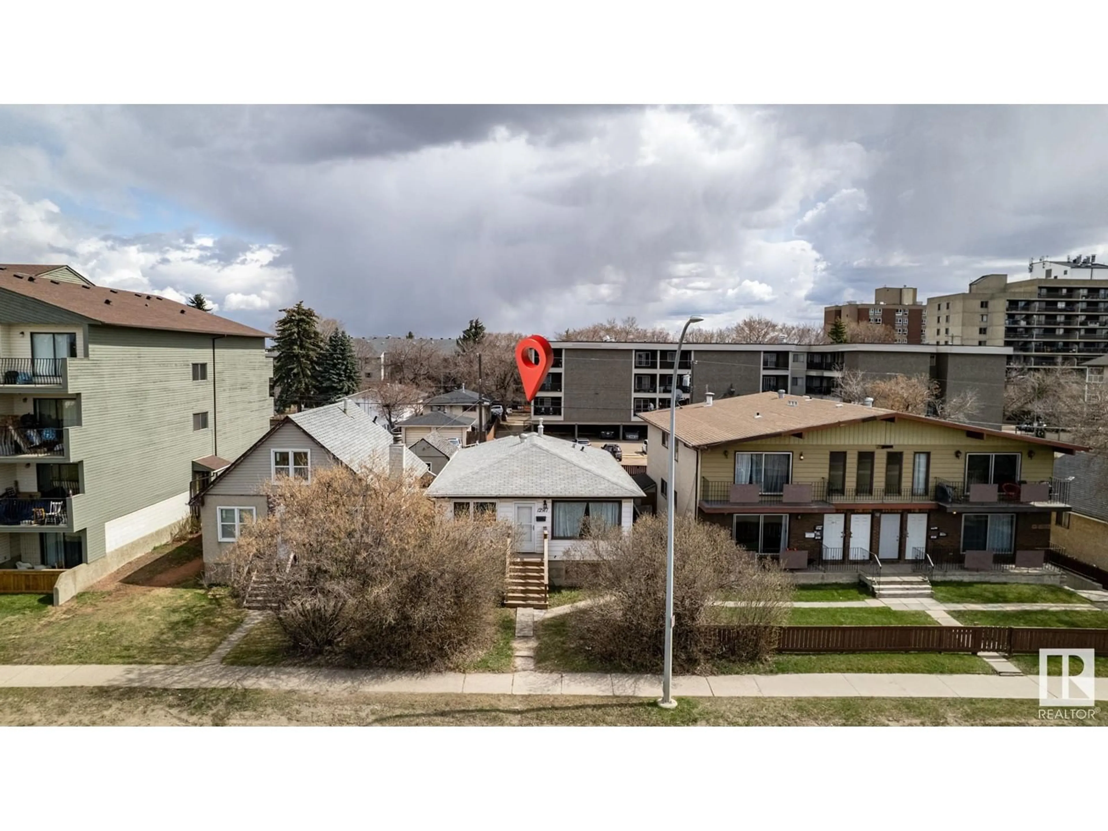 A pic from outside/outdoor area/front of a property/back of a property/a pic from drone, city buildings view from balcony for NW - 12917 66 ST, Edmonton Alberta T5C0A6