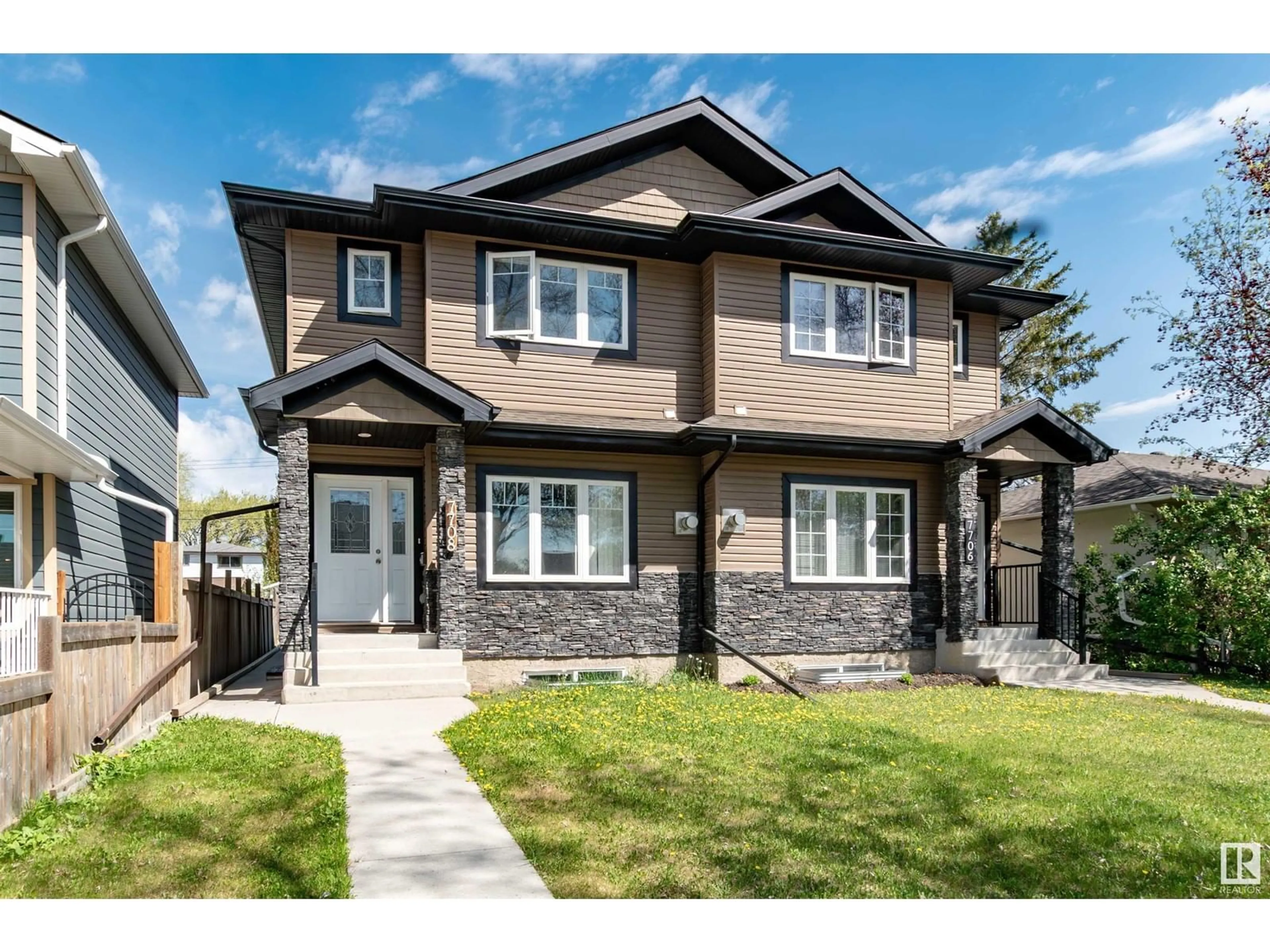 Home with brick exterior material, street for 7708 79 AV, Edmonton Alberta T6C0P6