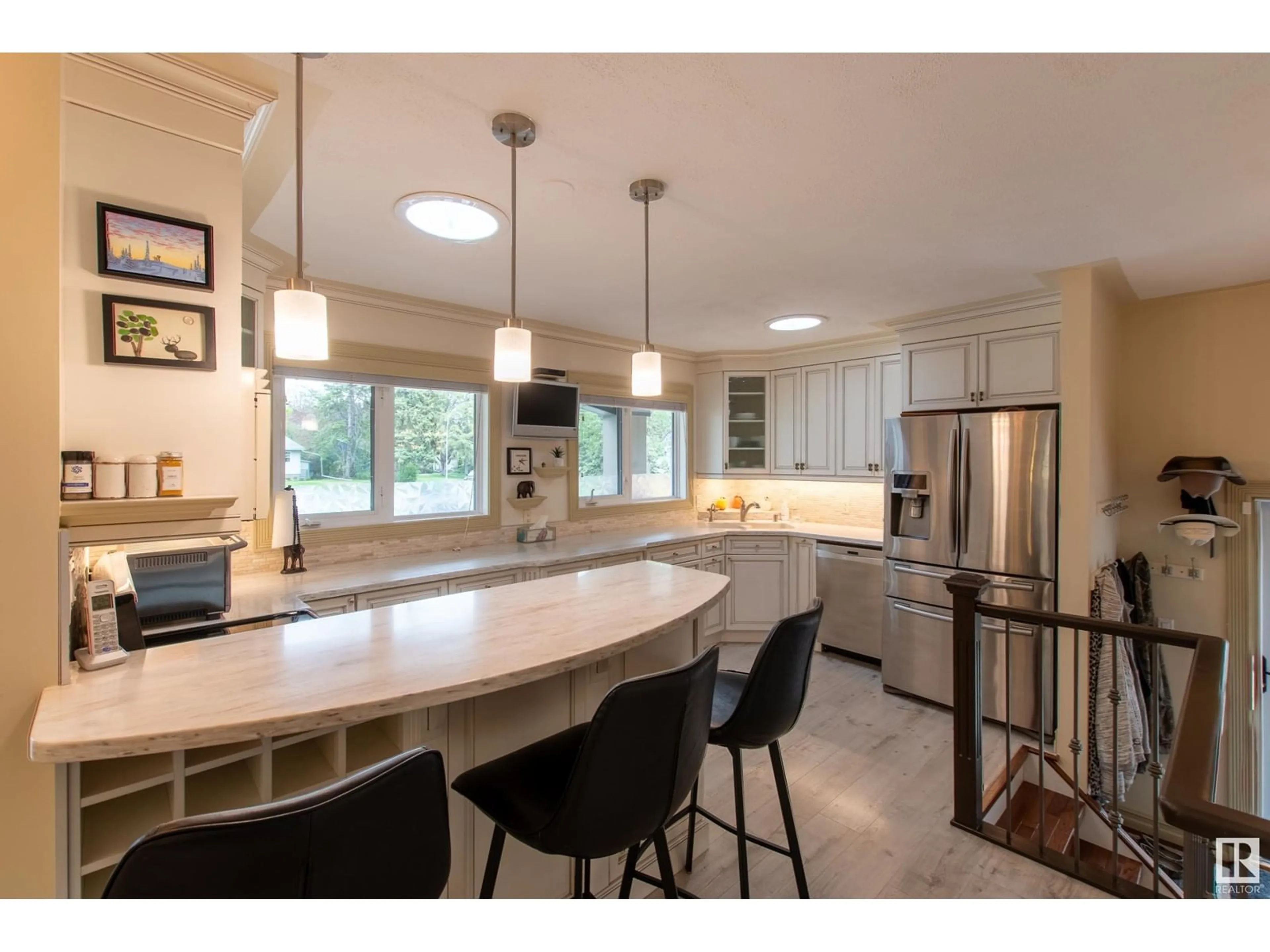 Open concept kitchen, ceramic/tile floor for NW - 14647 89 AV, Edmonton Alberta T5R4P4