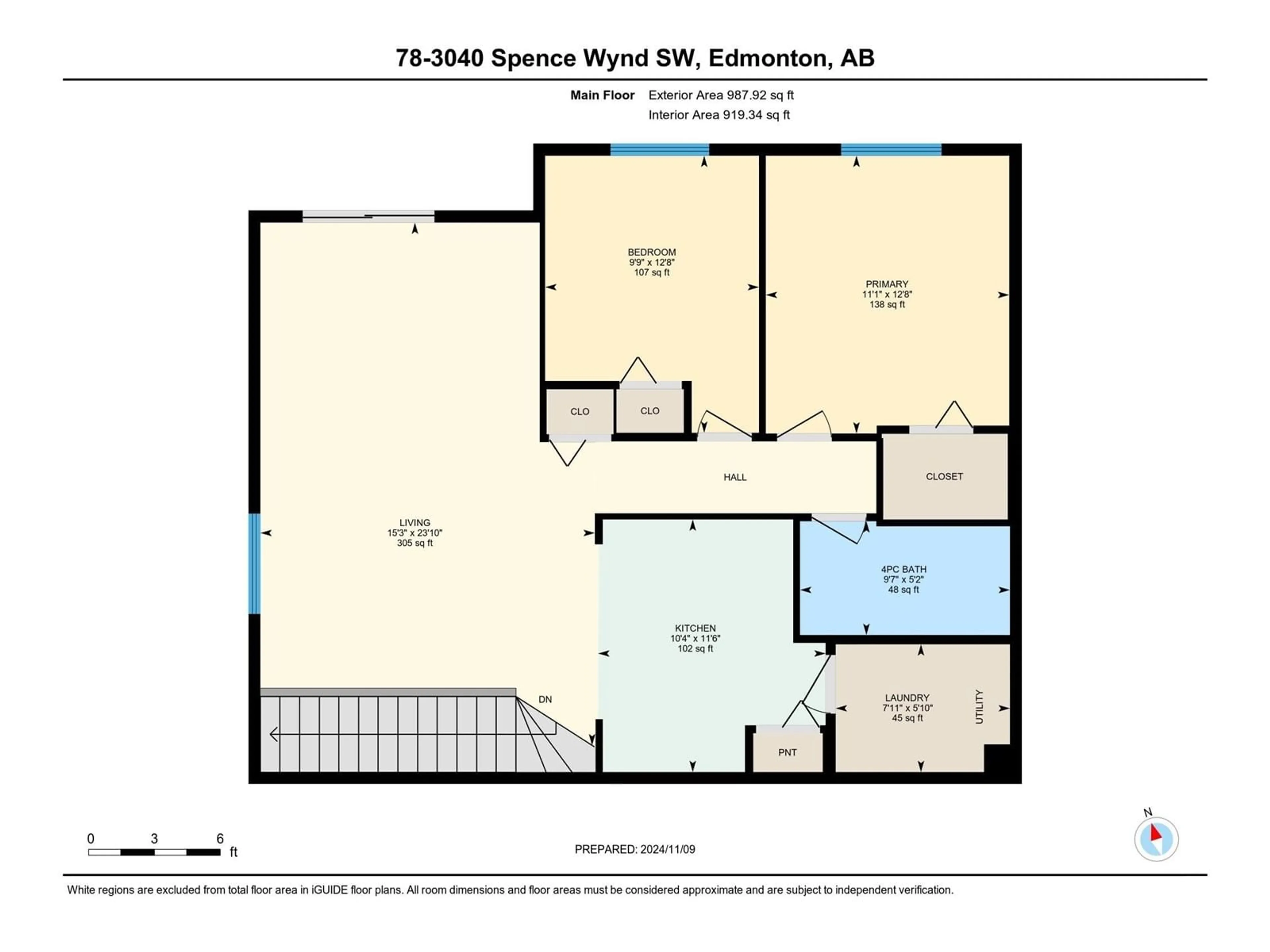 Floor plan for 78 - 3040 SPENCE WD, Edmonton Alberta T6X1N7