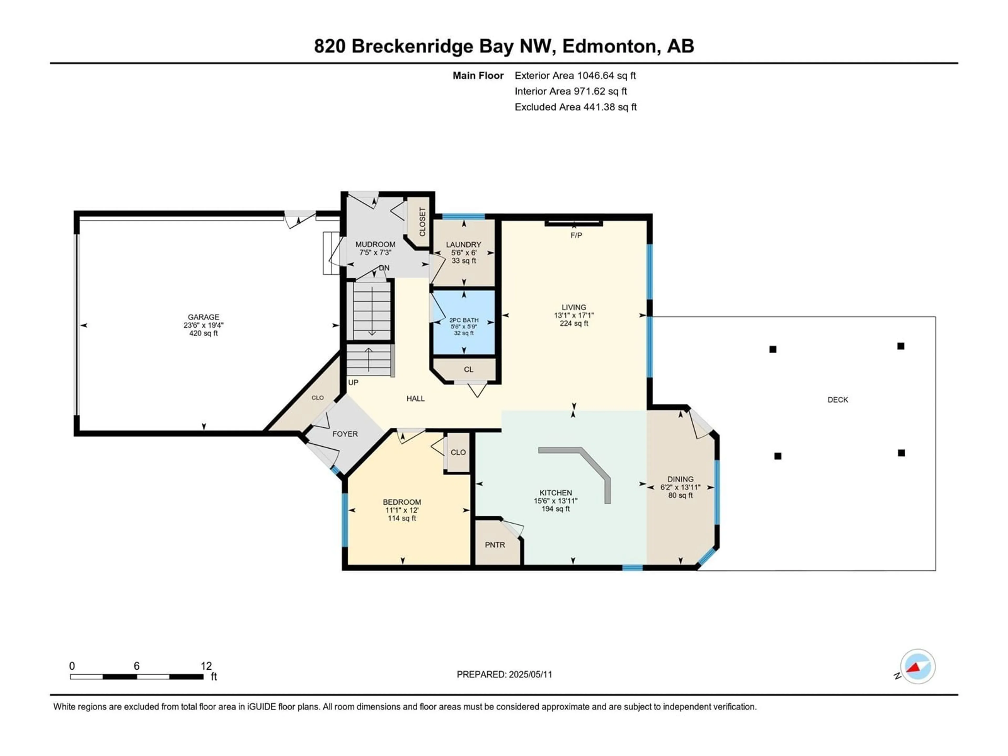 Floor plan for 820 BRECKENRIDGE BAY BA, Edmonton Alberta T5T6J8