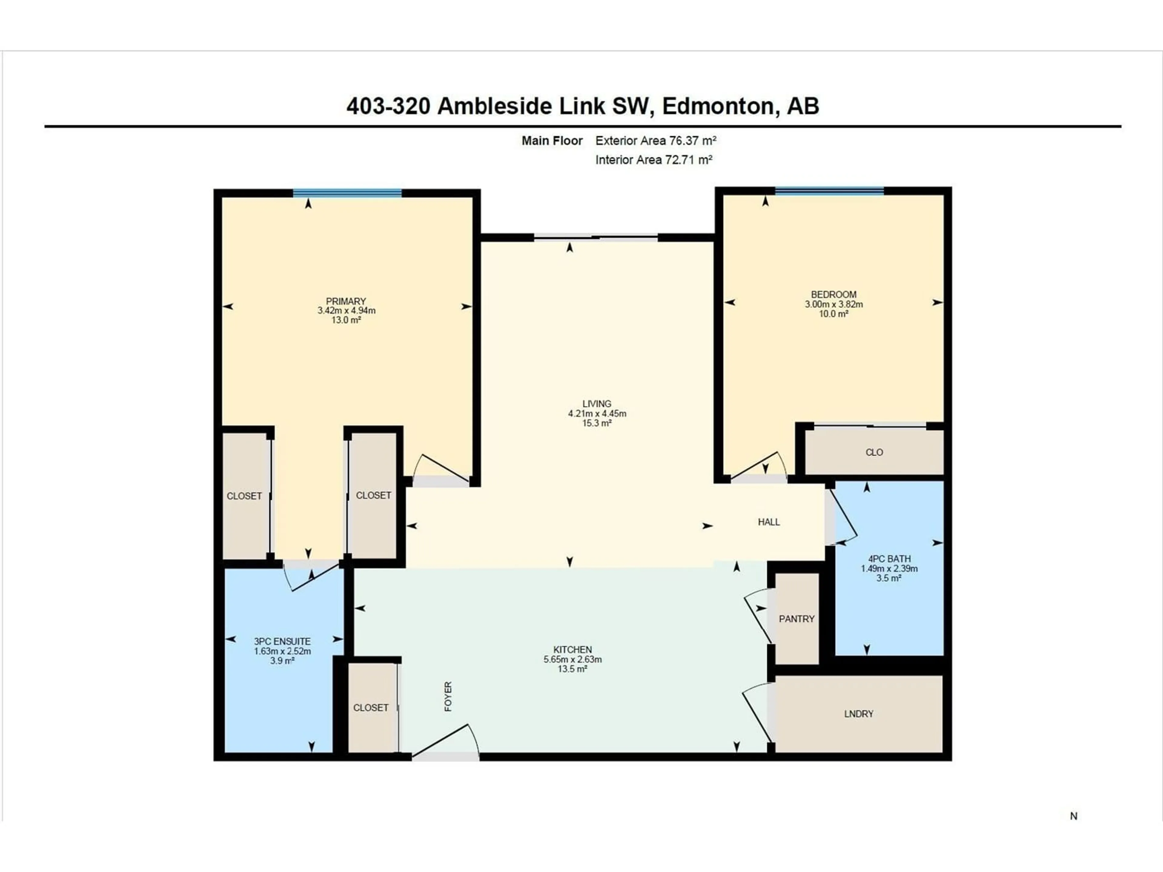 Floor plan for 403 - 320 AMBLESIDE LINK, Edmonton Alberta T6W2Z9