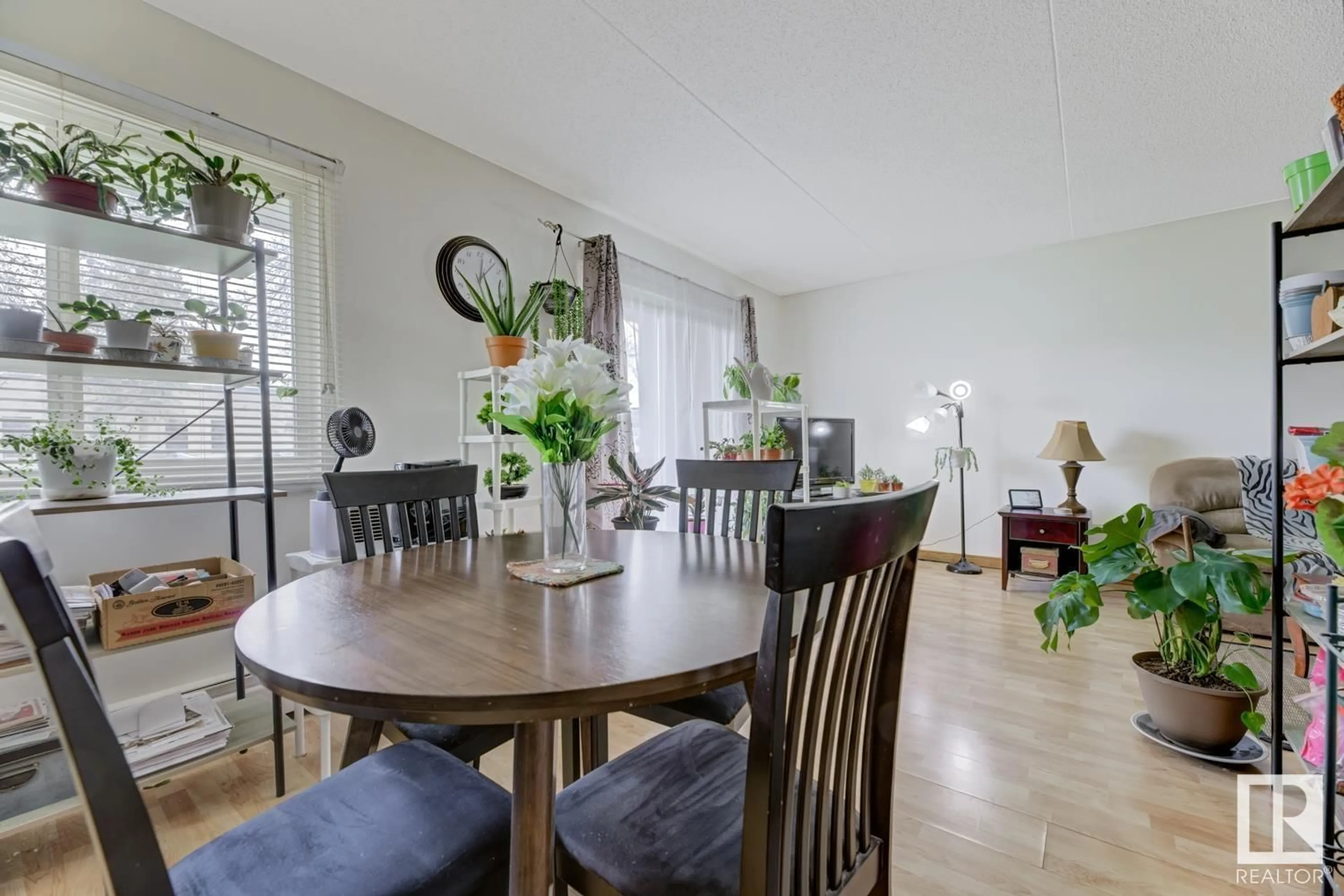 Dining room, wood/laminate floor for #101 - 11026 106 ST, Edmonton Alberta T5H2Y4