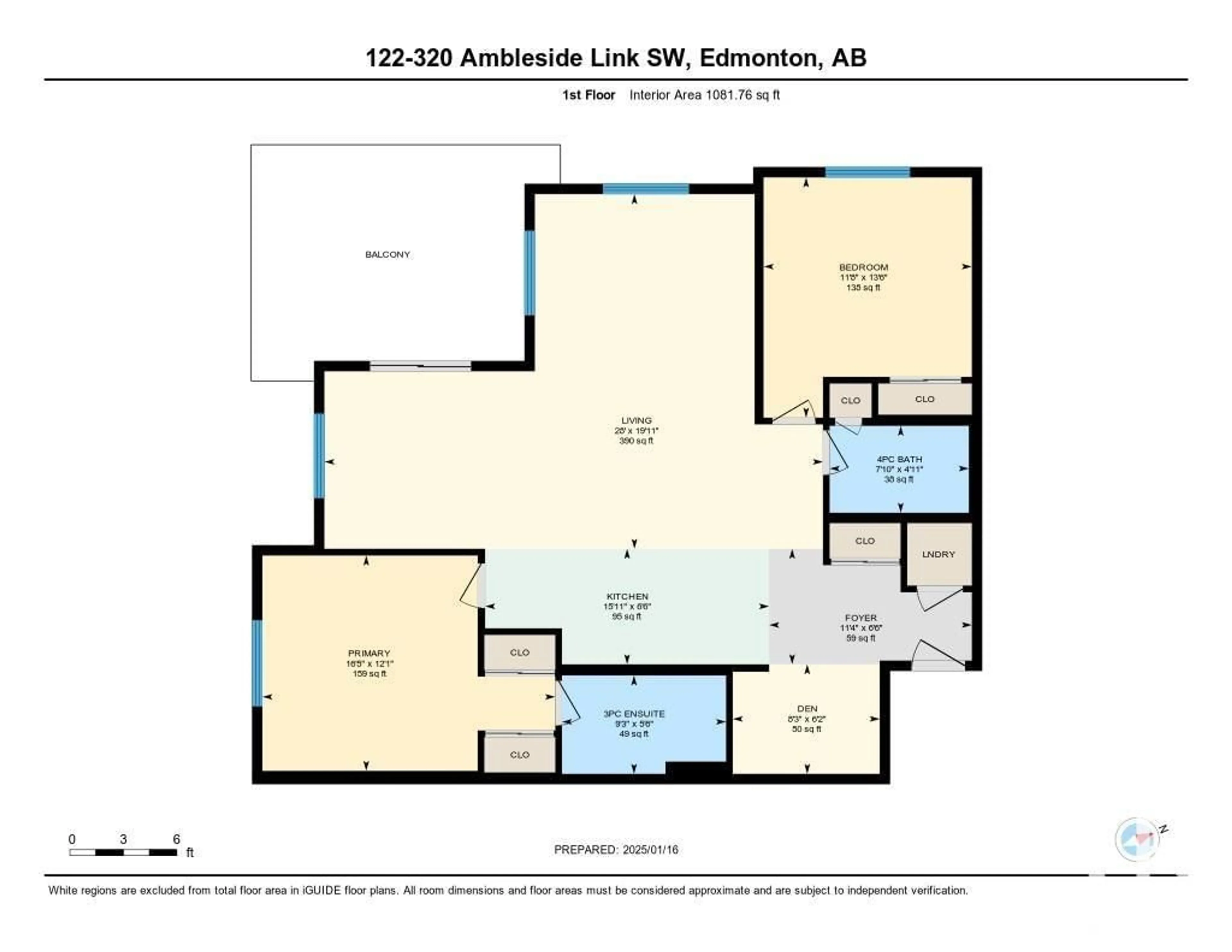 Floor plan for 320 - 122 AMBLESIDE LINK LI, Edmonton Alberta T6W2Z9