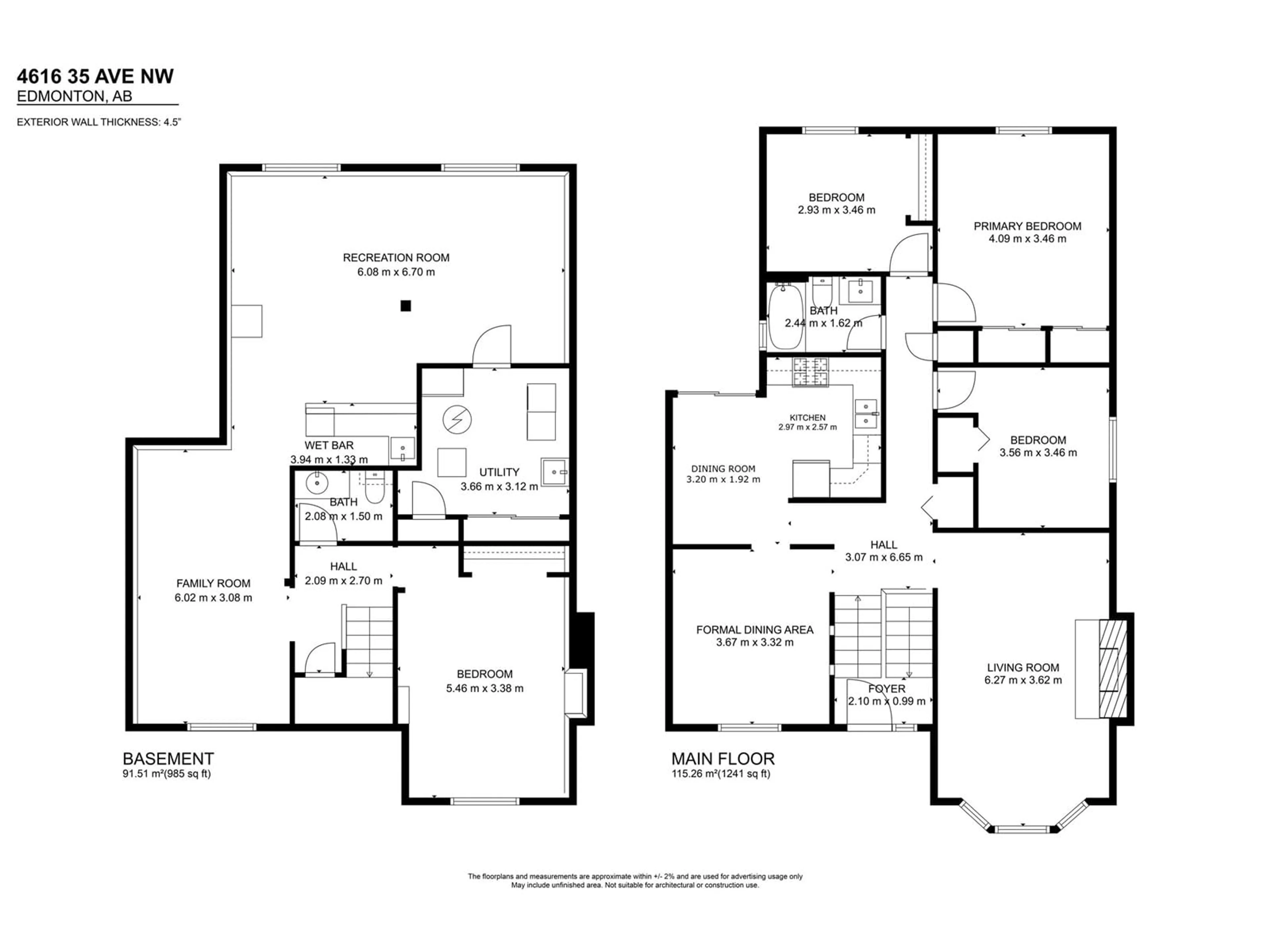Floor plan for 4616 35 AV, Edmonton Alberta T6L3P9