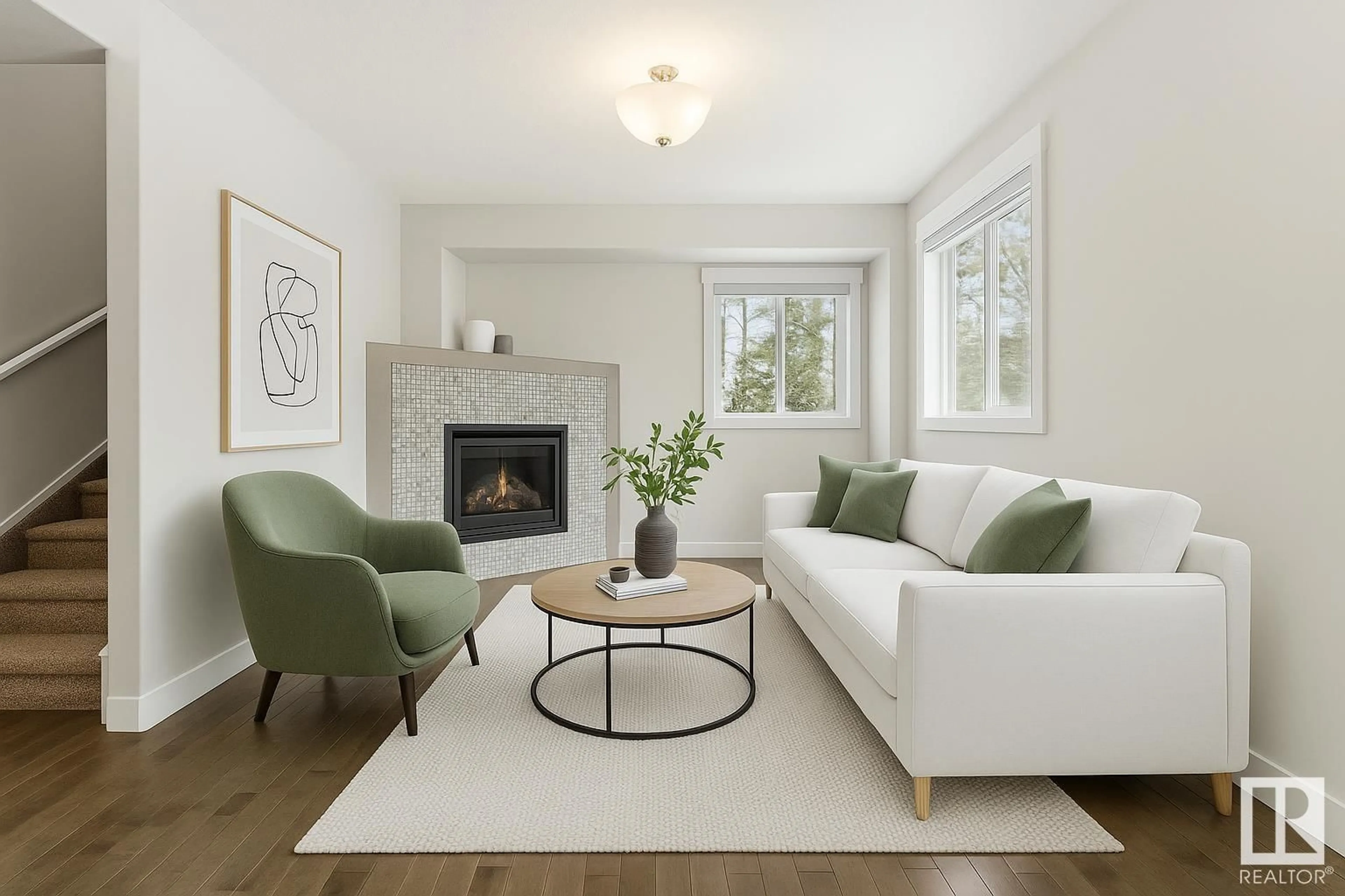 Living room with furniture, unknown for 12837 112 AV, Edmonton Alberta T5M0Y6