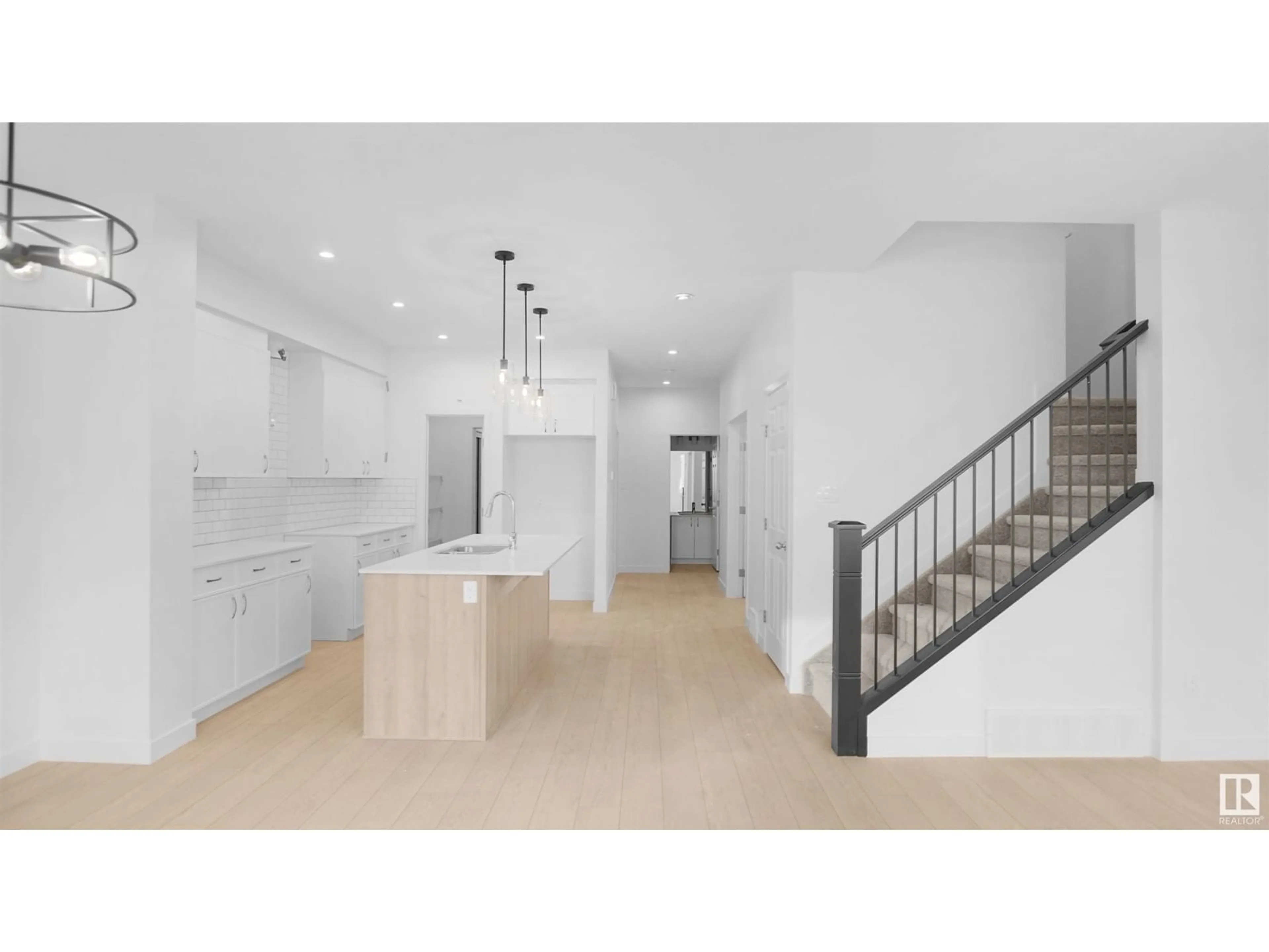 Open concept kitchen, ceramic/tile floor for SW - 6304 KING WD, Edmonton Alberta T6W2J2