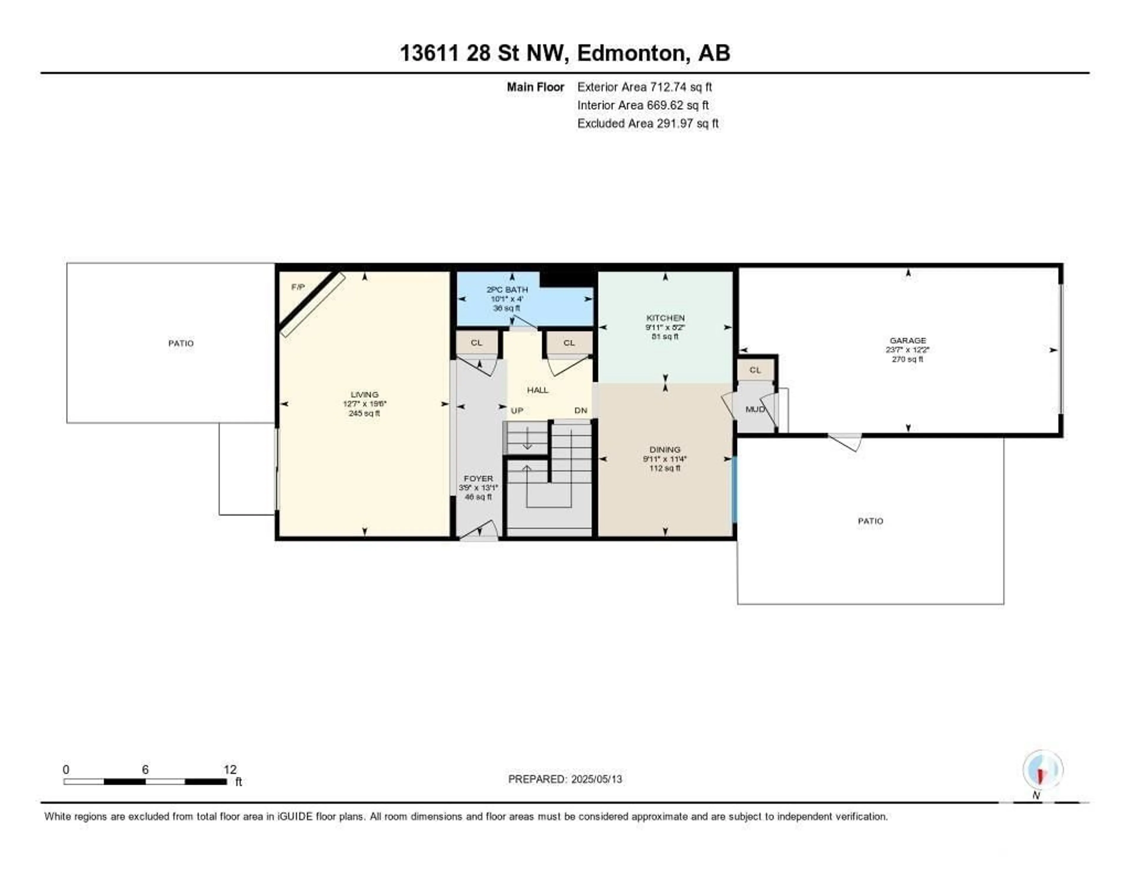 Floor plan for 13611 28 ST NW, Edmonton Alberta T5A4B5