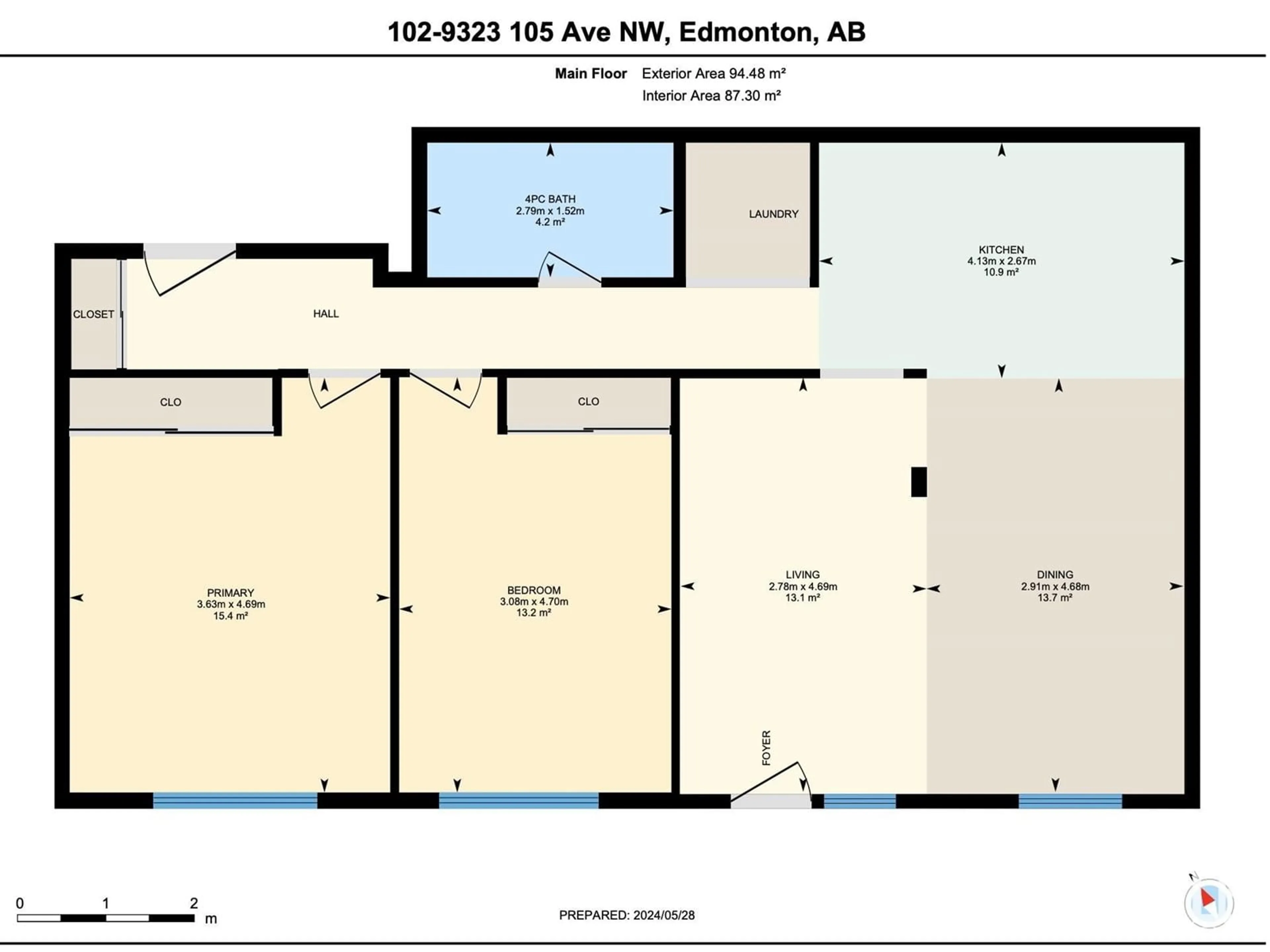 Floor plan for #102 - 9323 105 AV, Edmonton Alberta T5H0J7