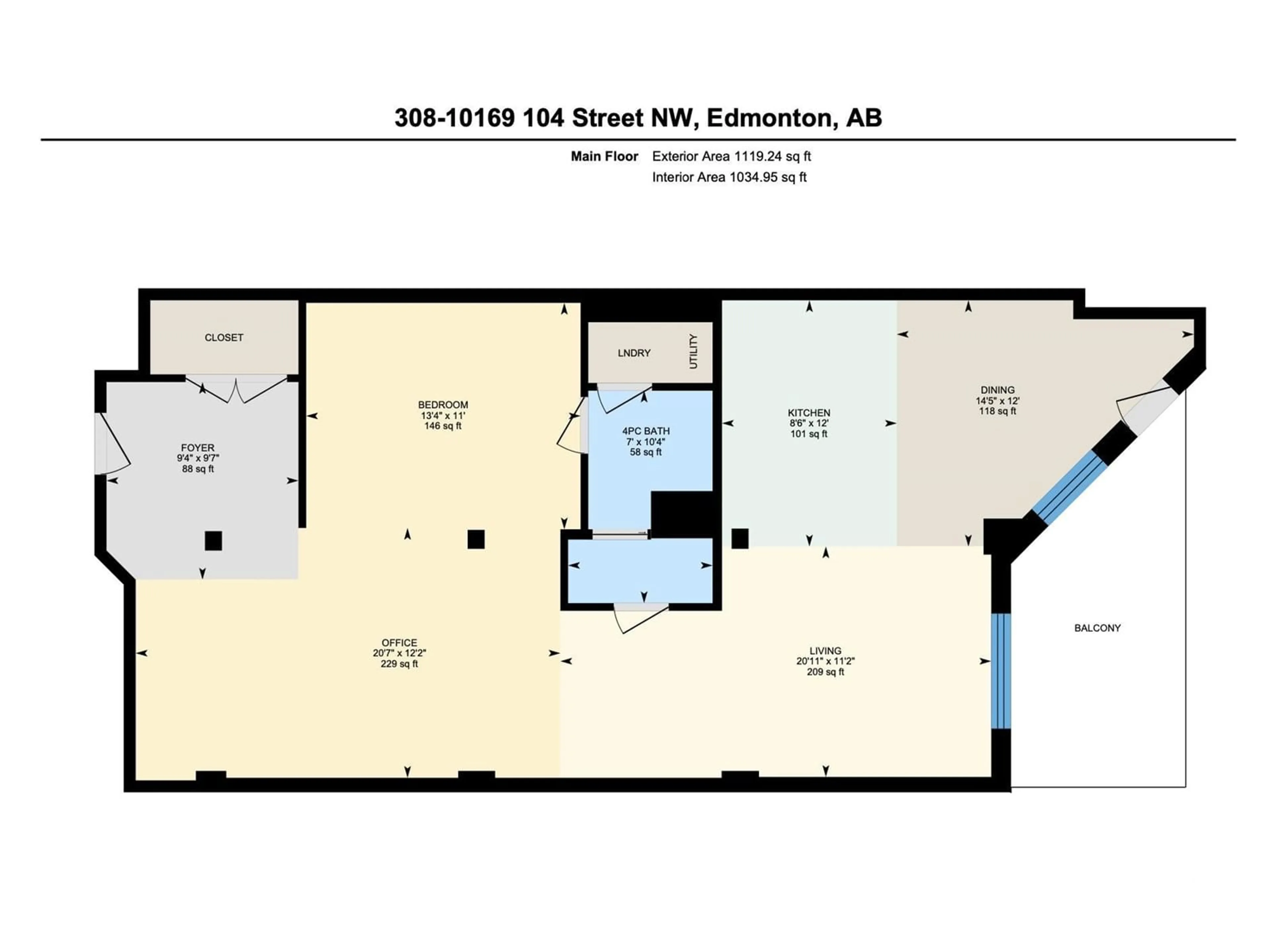 Floor plan for 10169 - 308 104 ST, Edmonton Alberta T5J1A5