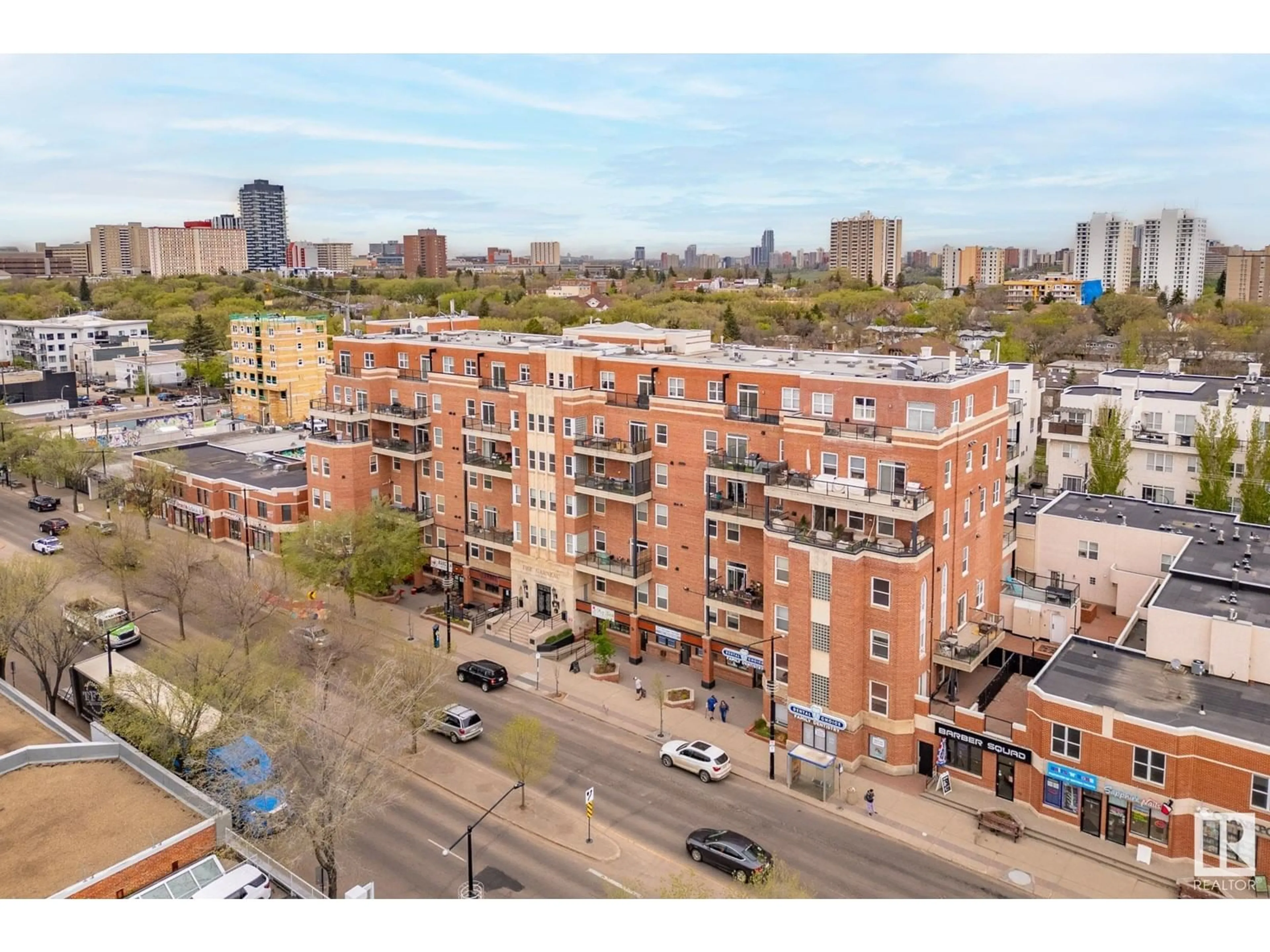 A pic from outside/outdoor area/front of a property/back of a property/a pic from drone, city buildings view from balcony for 10728 82 AV, Edmonton Alberta T6E6P5
